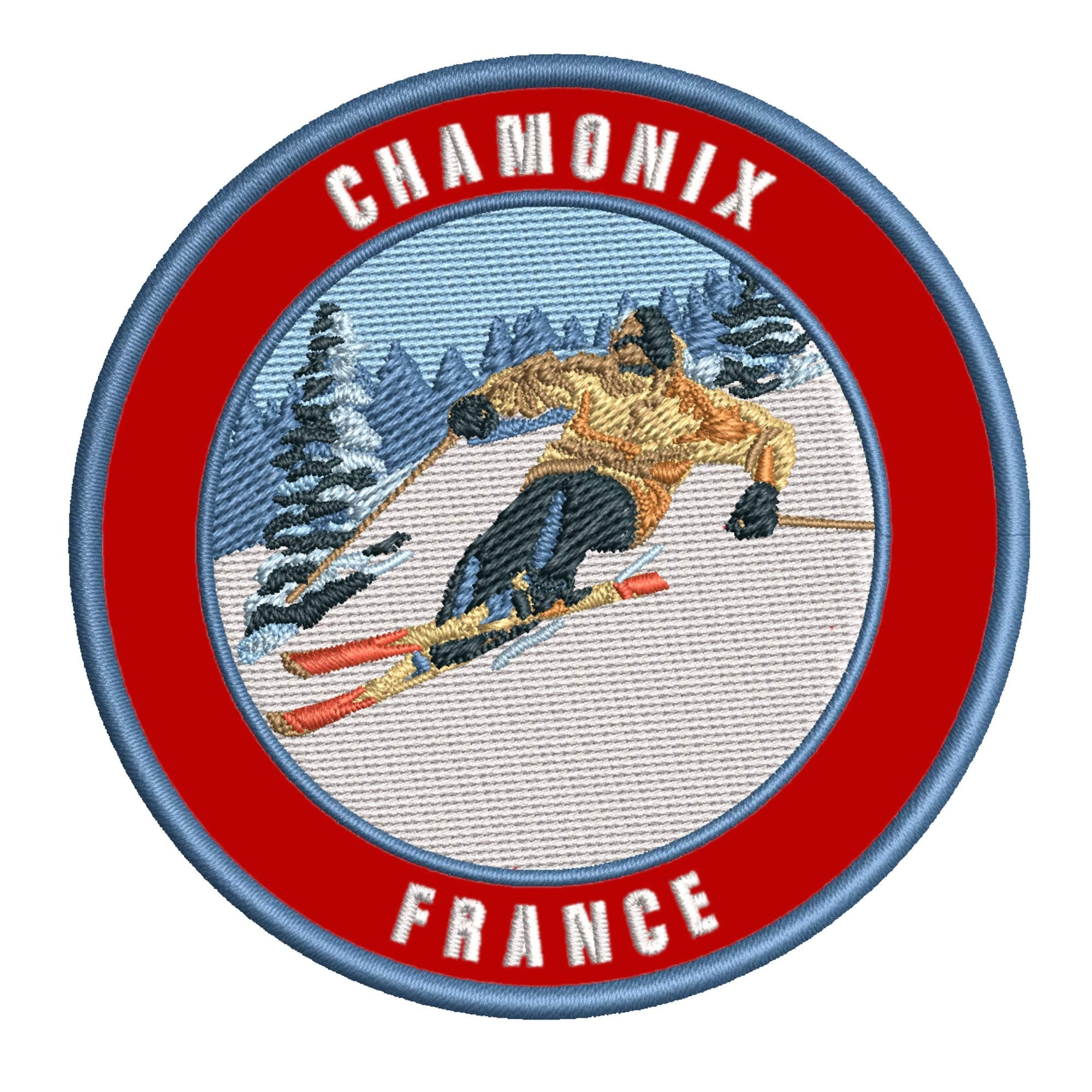 Chamonix, France Ski Restort Mountain Embroidered Premium Patch DIY Iron-on or Sew-on Decorative Badge Emblem Vacation Souvenir Travel Gear Clothes Appliques