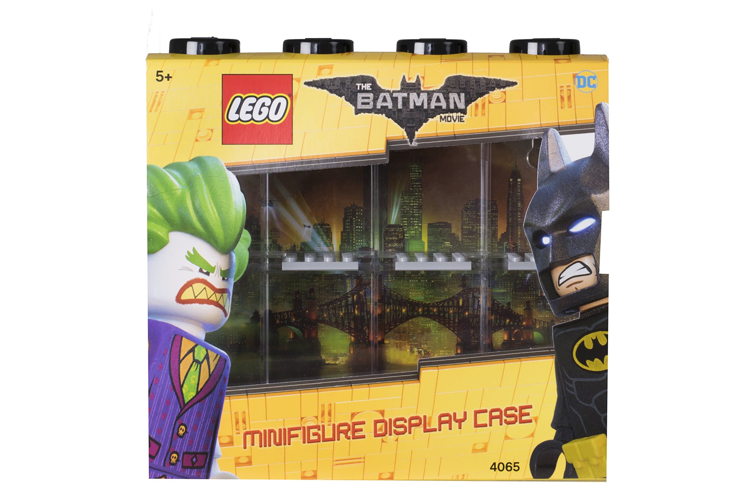 Batman Minifigure Display Case for 8 Minifigures, Stackable Container for Wall or Desk - Black