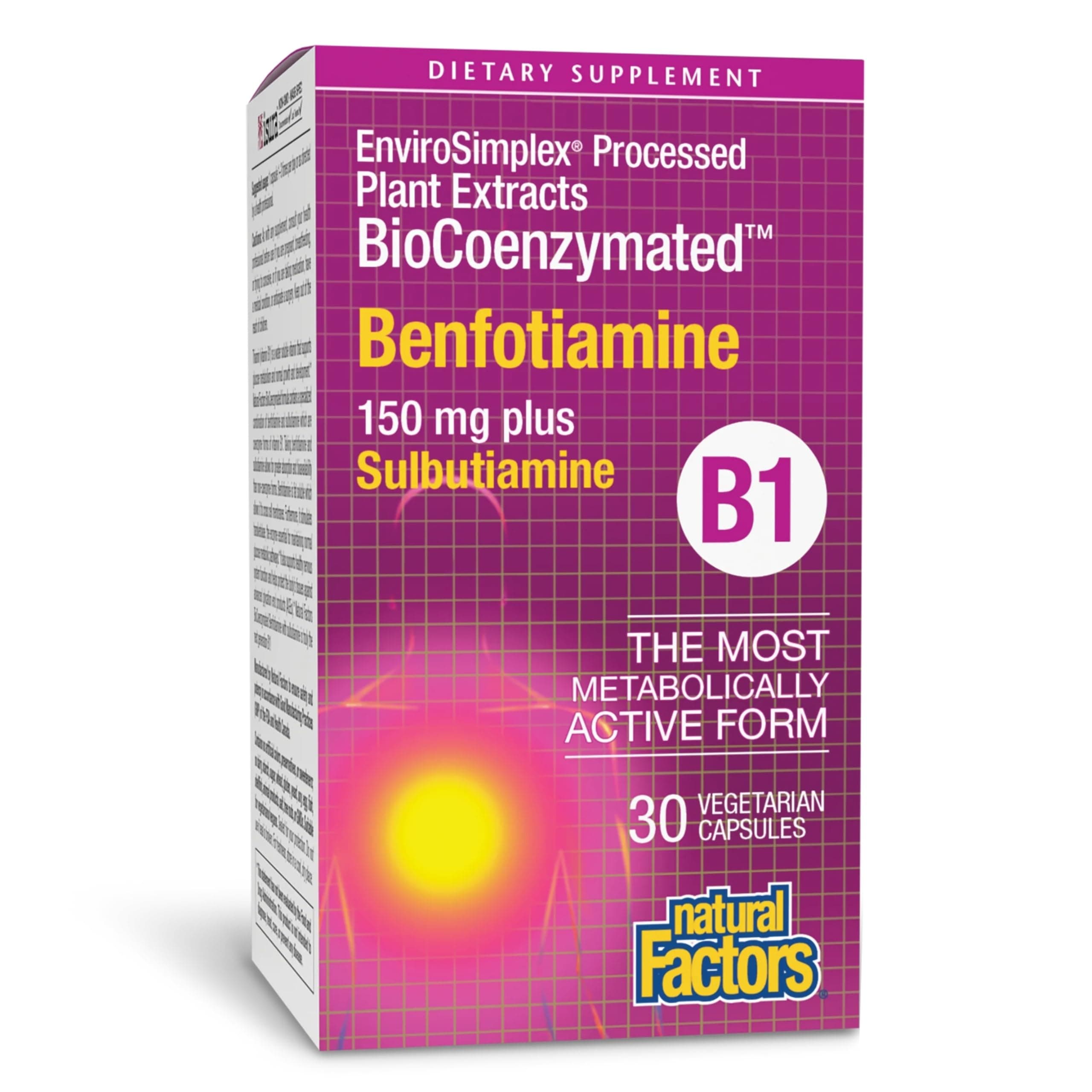 Natural Factors BioCoenzymated Benfotiamine Vitamin B1, 30 Vegetarian Capsules