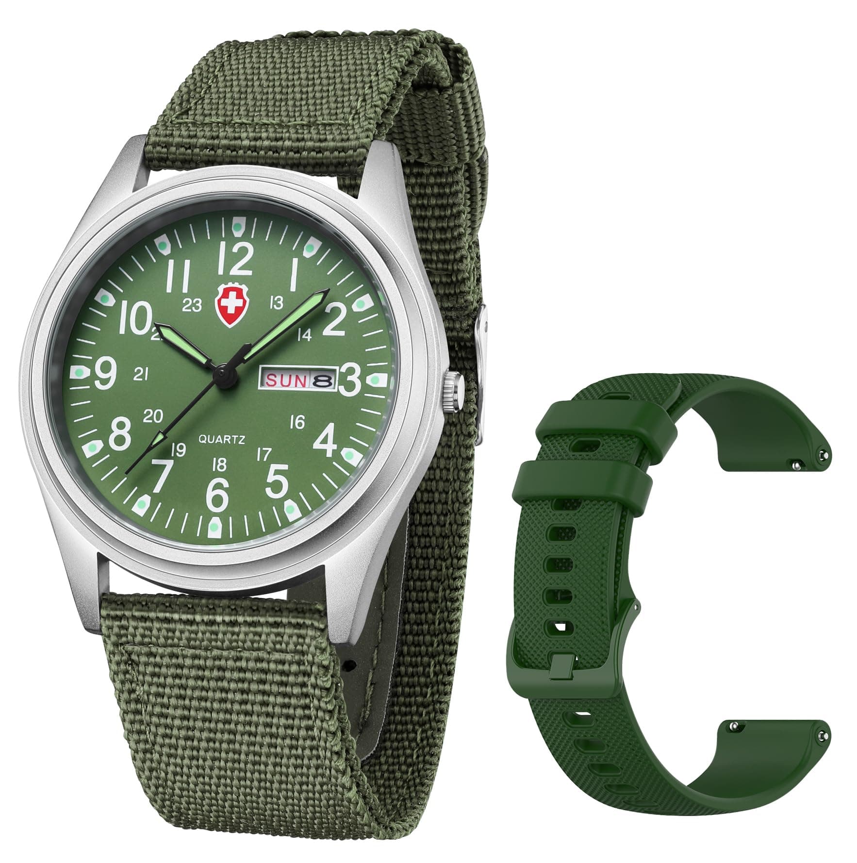Unisex Military Watches Sport Textile Nylon Strap Stylish Men Watch Luminous Fashion Watches Analog Display Quartz Waterproof Casual Wristwatch