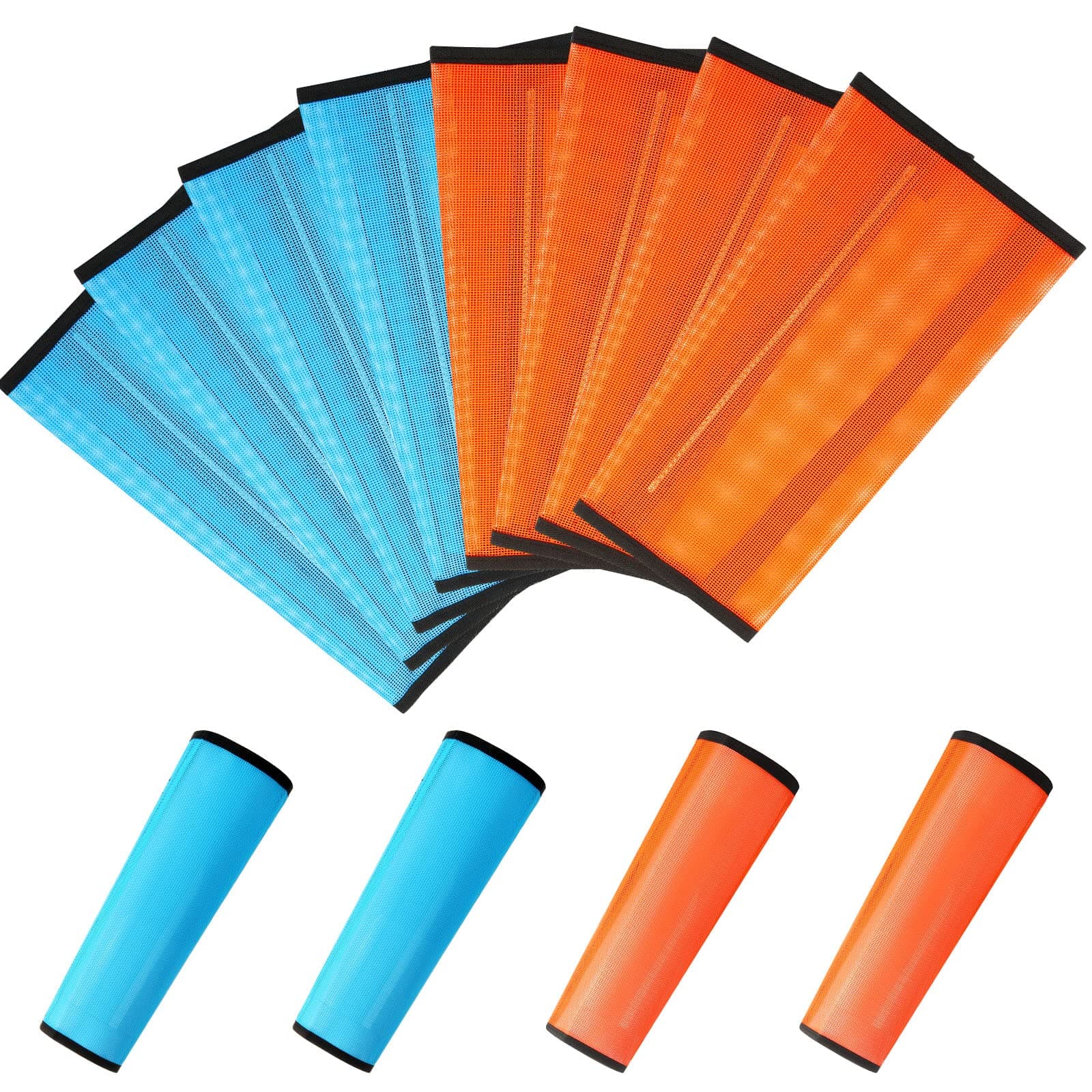 Set of 8 Mesh Fly Boots for Horse Loose Breathable Mesh Horse Boots Protective Horse Leg Wraps Horse Leggings for Preventing Flies and Mosquitoes Bites (Orange, Blue)