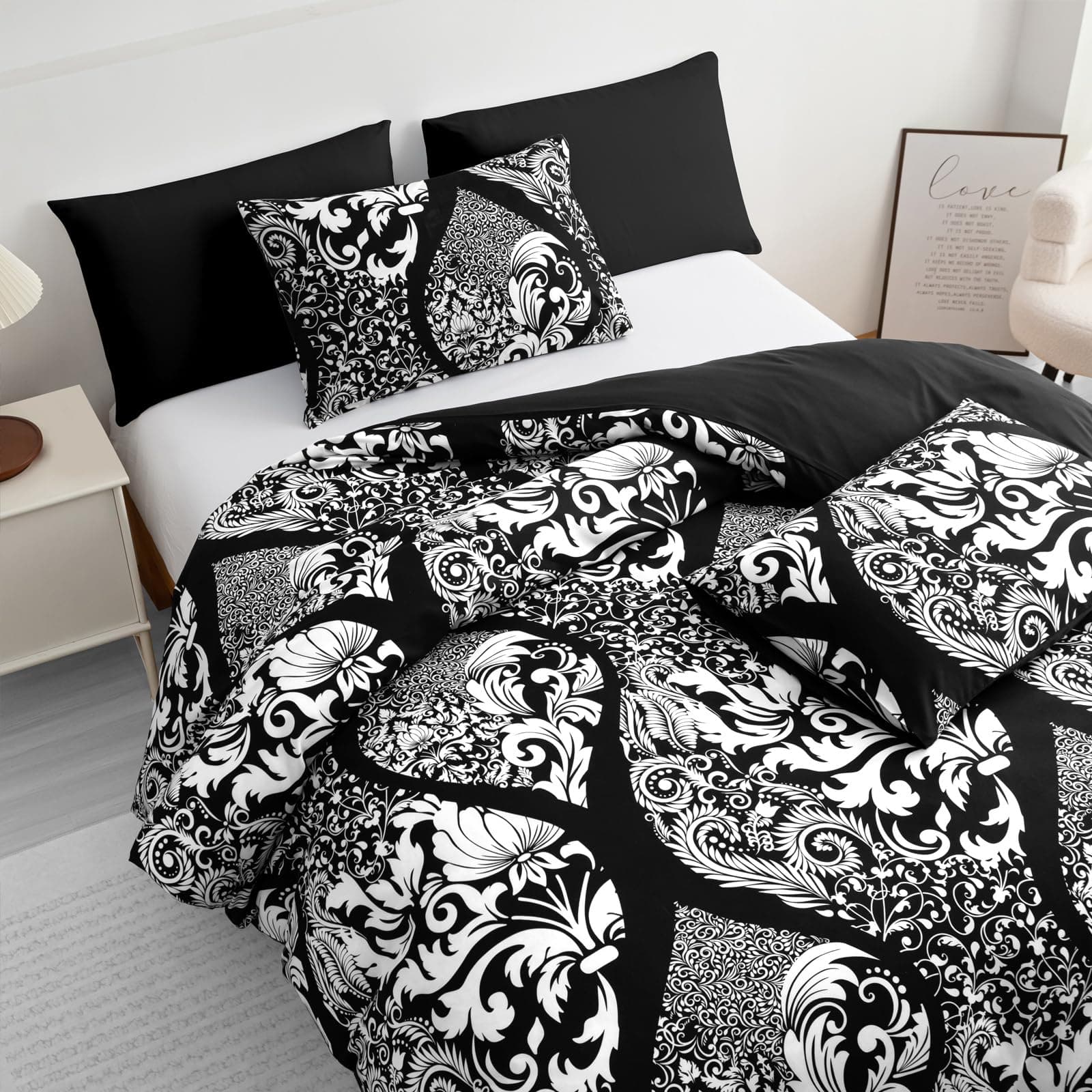 Pamposh Premium King Size Duvet Cover Set - Ultrasoft Brushed Microfiber, Hypoallergenic Reversible, Non-Iron Zipper Closure