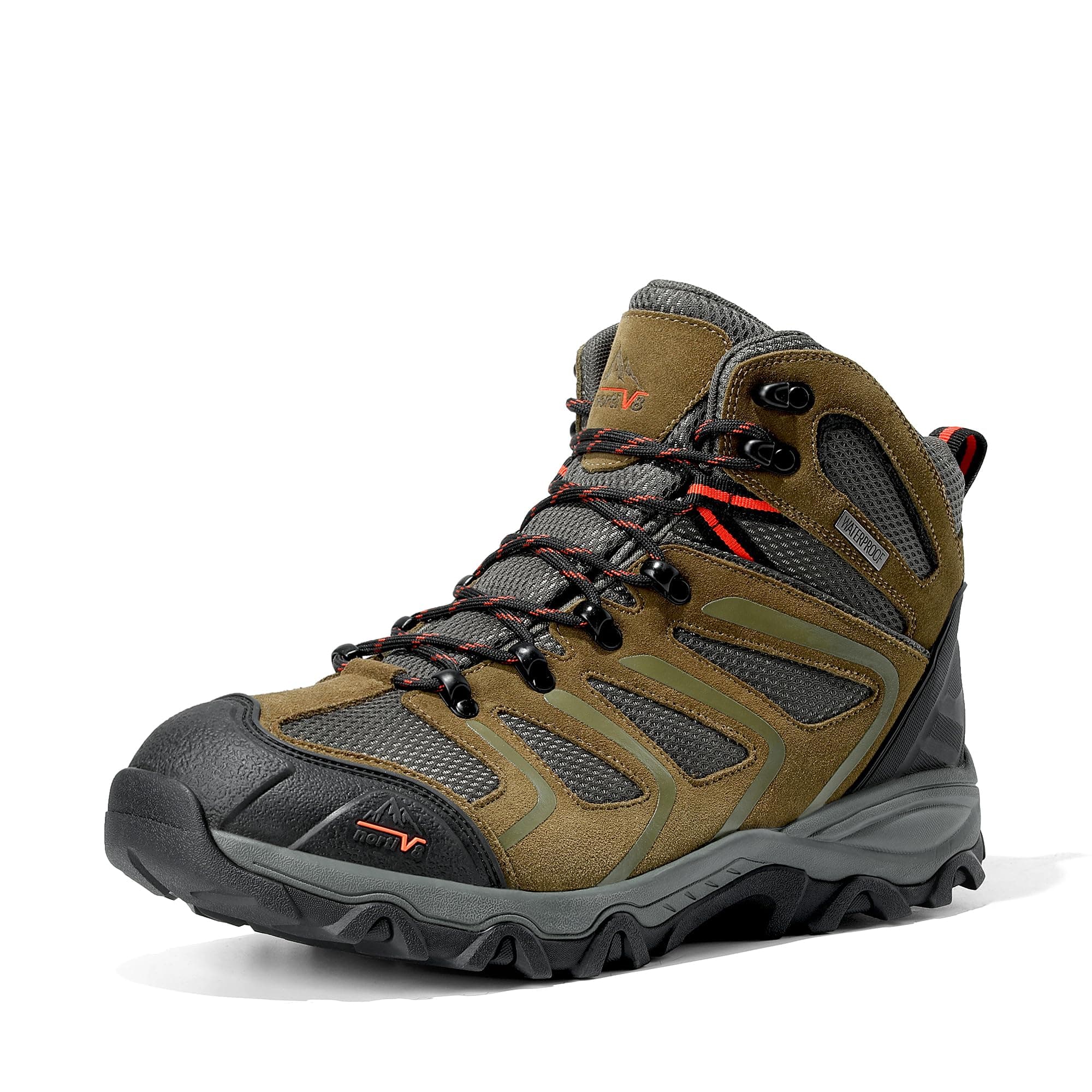 NORTIV 8 Men's Ankle High Waterproof Hiking Boots Outdoor Lightweight Shoes Trekking Trails Armadillo