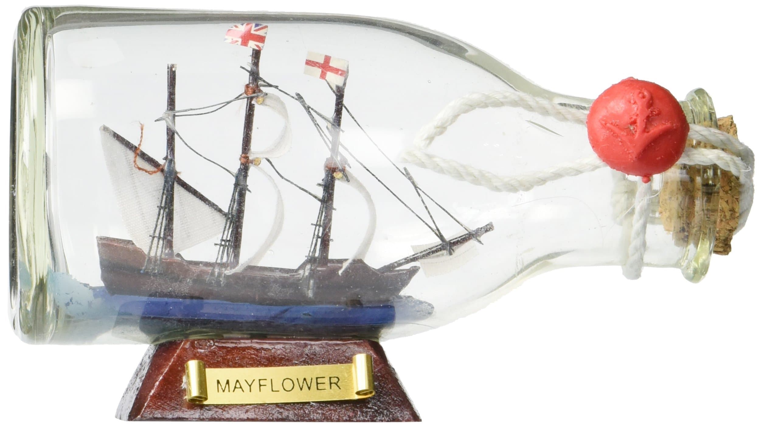 Hampton Nautical Mayflower Ship in a Glass Bottle, 5" Brown