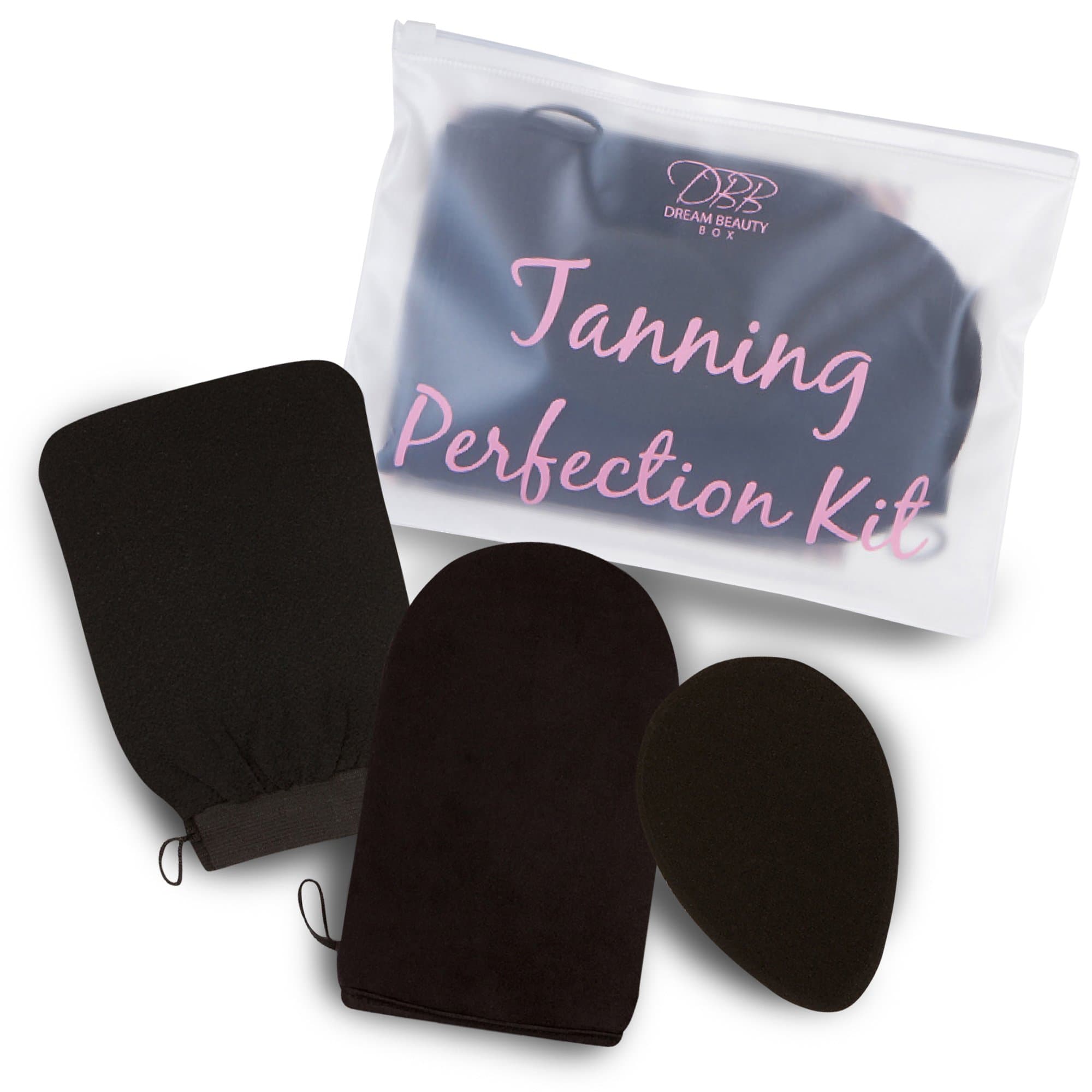 Self Tanning Mitt Applicator - Exfoliator/Fake Tan Remover Glove & Body Blender Sponge Kit By Dream Beauty Box - The Ultimate 3 Step Kit For A Streak-Free, Flawless Tan! BONUS Waterproof Travel Bag