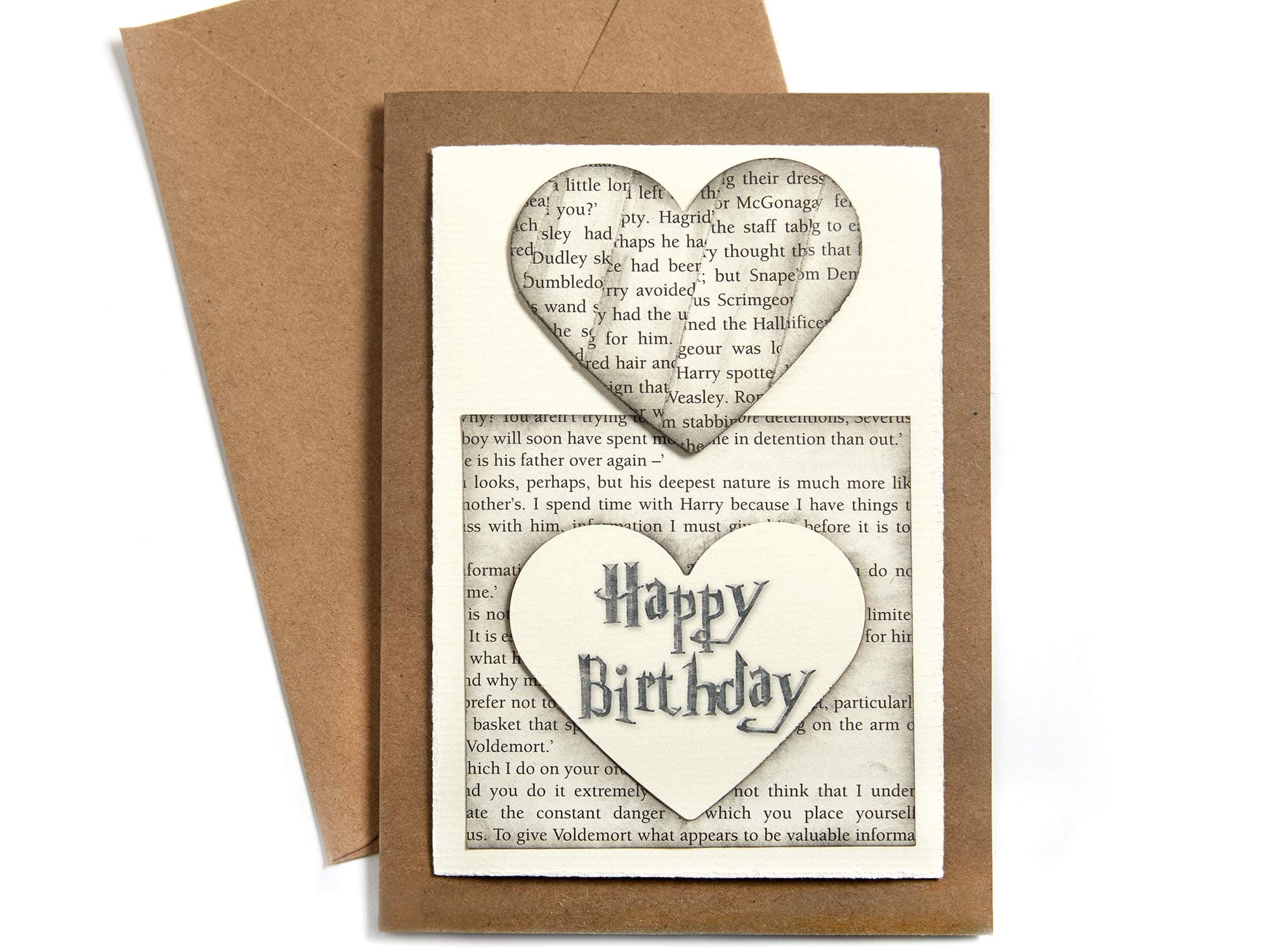 5 x 7 inch Handmade Birthday Card - Made from genuine Harry Potter Books