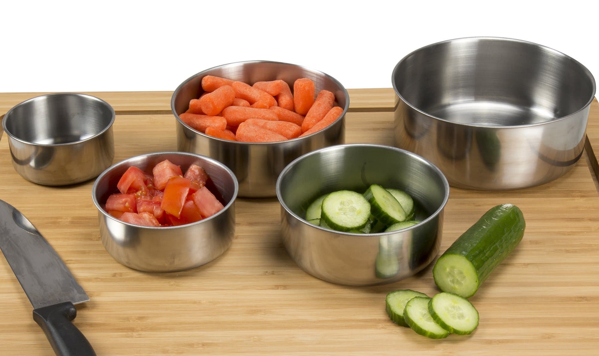 Chef Buddy 5 Piece Stainless Steel Bowl Set with Lids, Silver