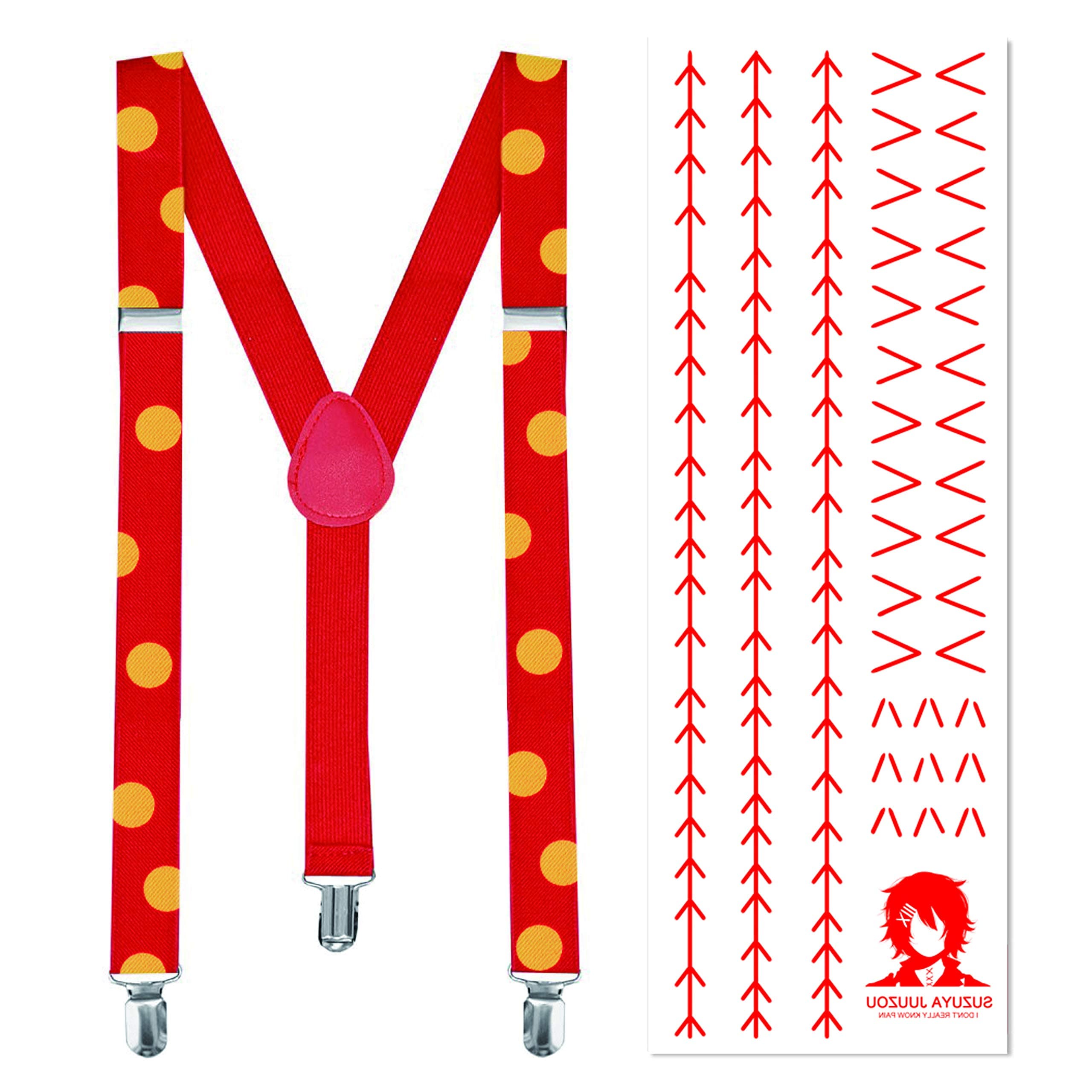 papapanda Braces Suspenders and Tattoo Set for Juzo Suzuya Tokyo Ghoul Juuzou Costume Halloween Carnival Points red Yellow
