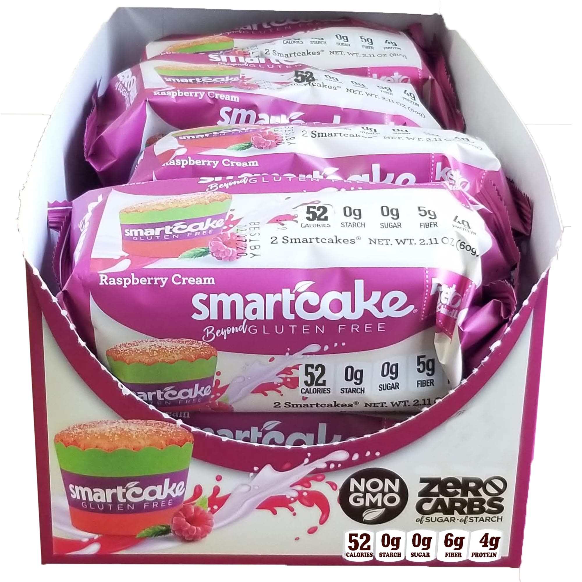 smartcake Smart Baking Company , Sugar Free, Gluten Free, Low Carb, Keto Dessert (Raspberry Cream, 16 CT)