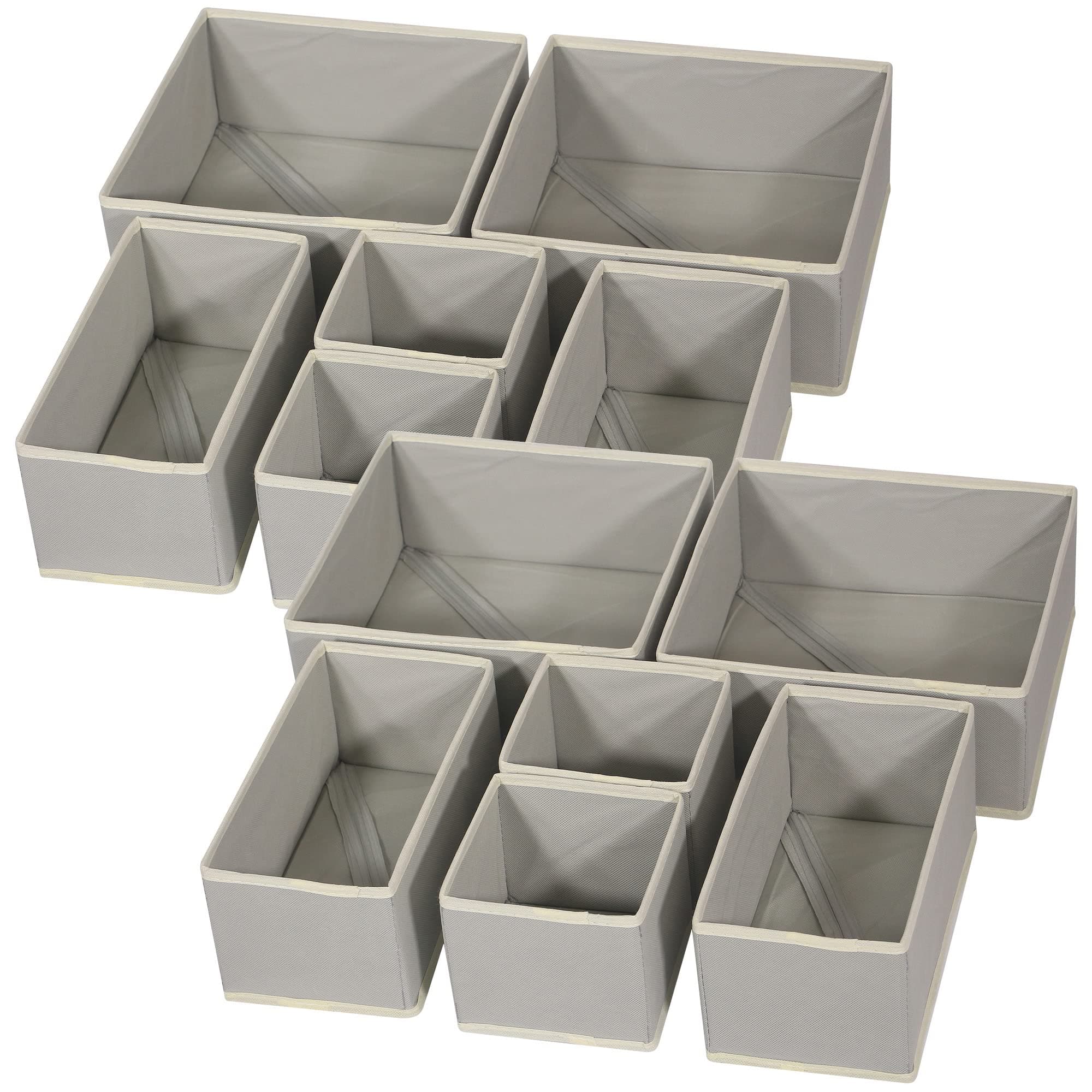 - DIOMMELL 12 Pack Foldable Cloth Storage Box Closet Dresser Drawer Organizer Fabric Baskets Bins Containers Divider for Baby Clothes Underwear Bras Socks Lingerie Clothing,Grey 444