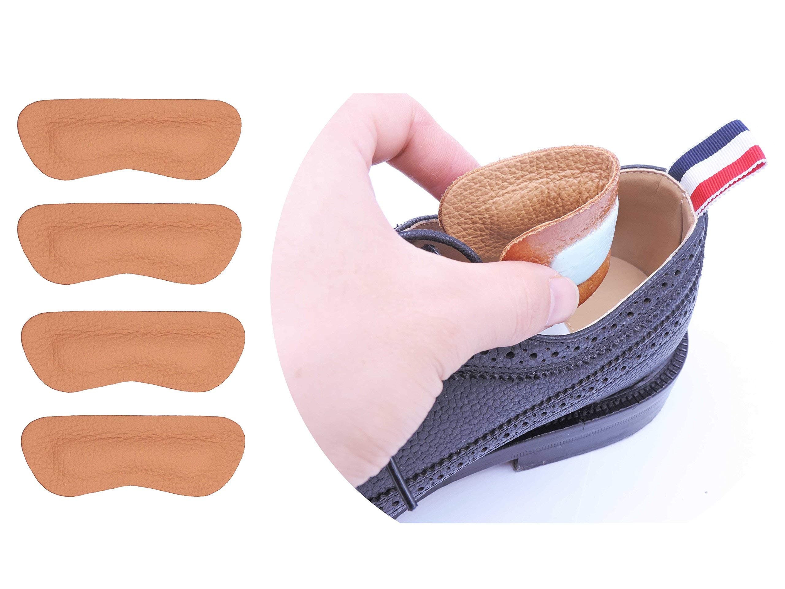 Leather Heel Grips Liner,Non Slip Inserts for Men Women Shoes Too Big,Shoe Filler Improved Shoe Fit and Comfort,Prevent Blisters (Khaki, Thciker)
