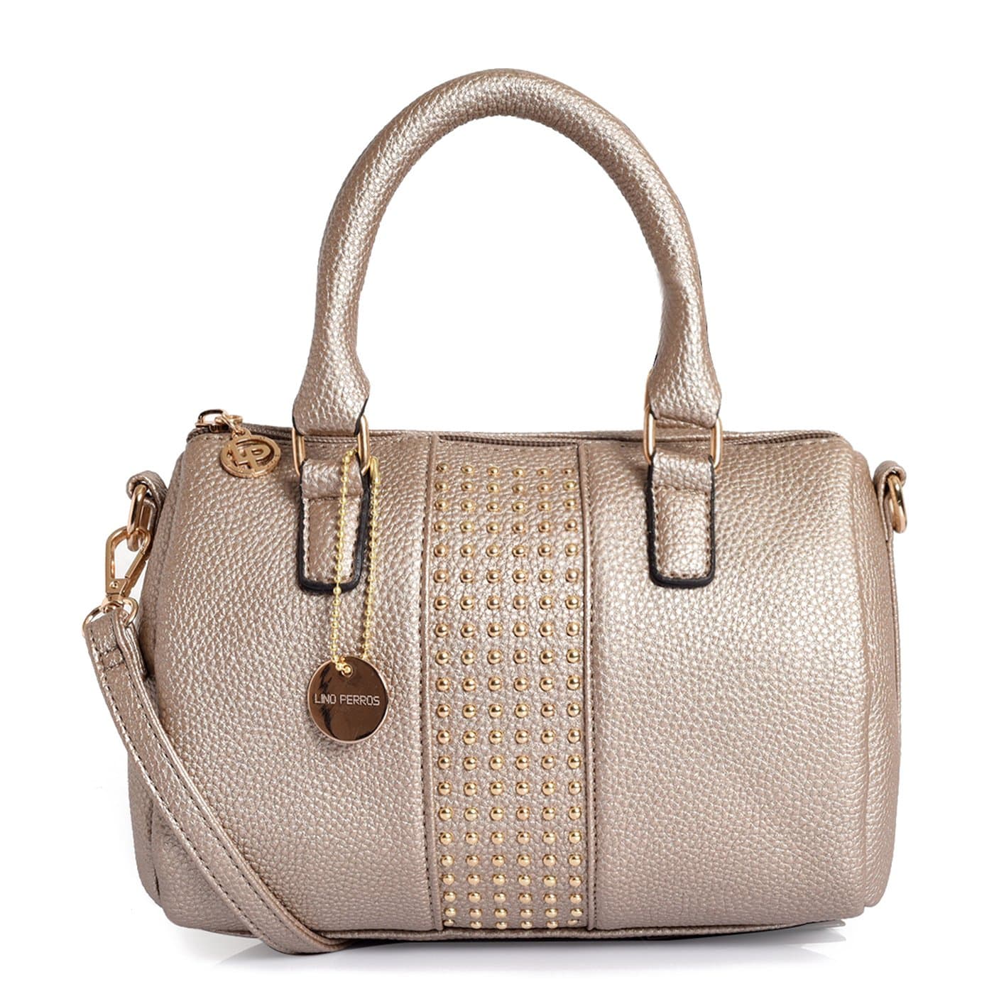 Lino Perros White Leatherette Satchel (GOLDEN)