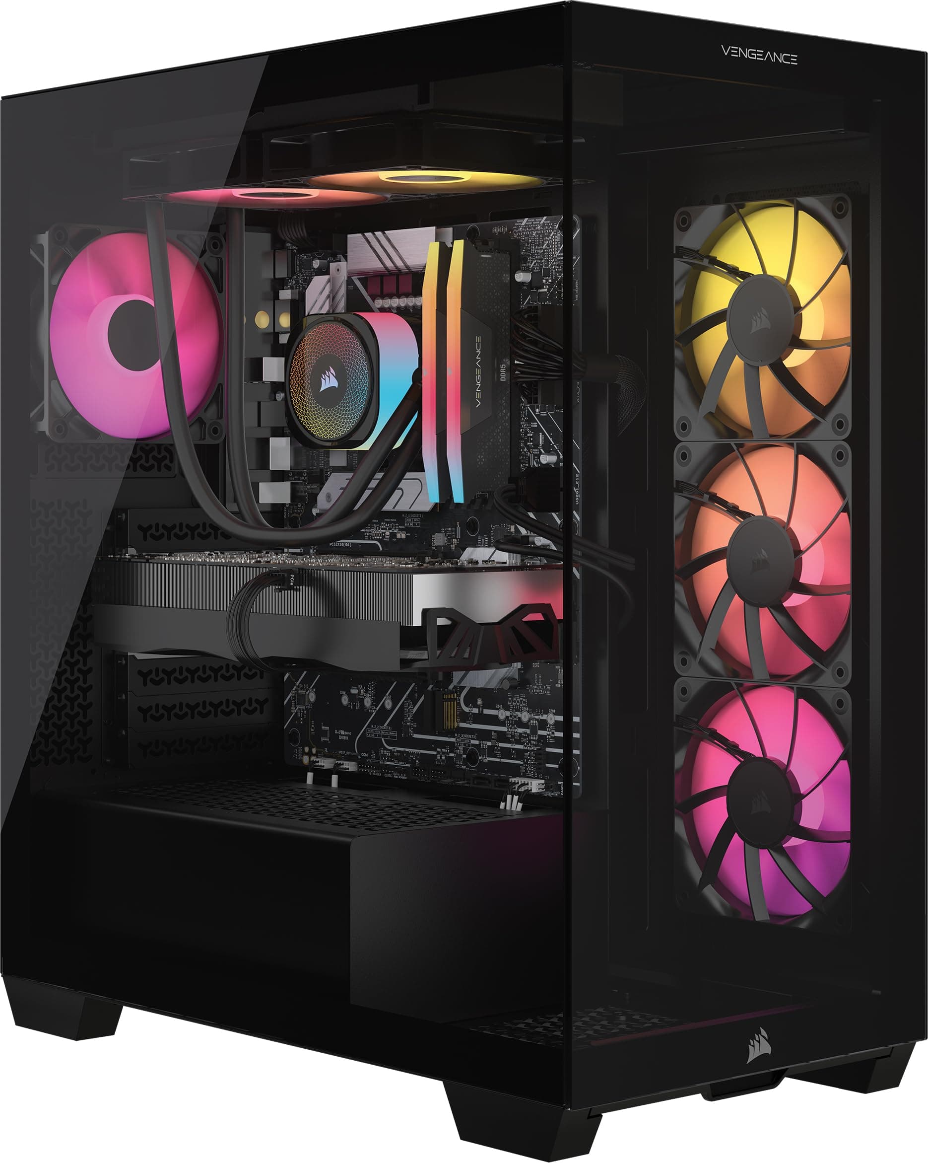 Corsair Vengeance i7600 Gaming PC – Liquid Cooled Intel® Core™ Ultra 7-265KF CPU, NVIDIA® GeForce RTX™ 4080 Super GPU, 32GB Vengeance RGB DDR5 Memory, 2TB M.2 NVMe SSD – Black