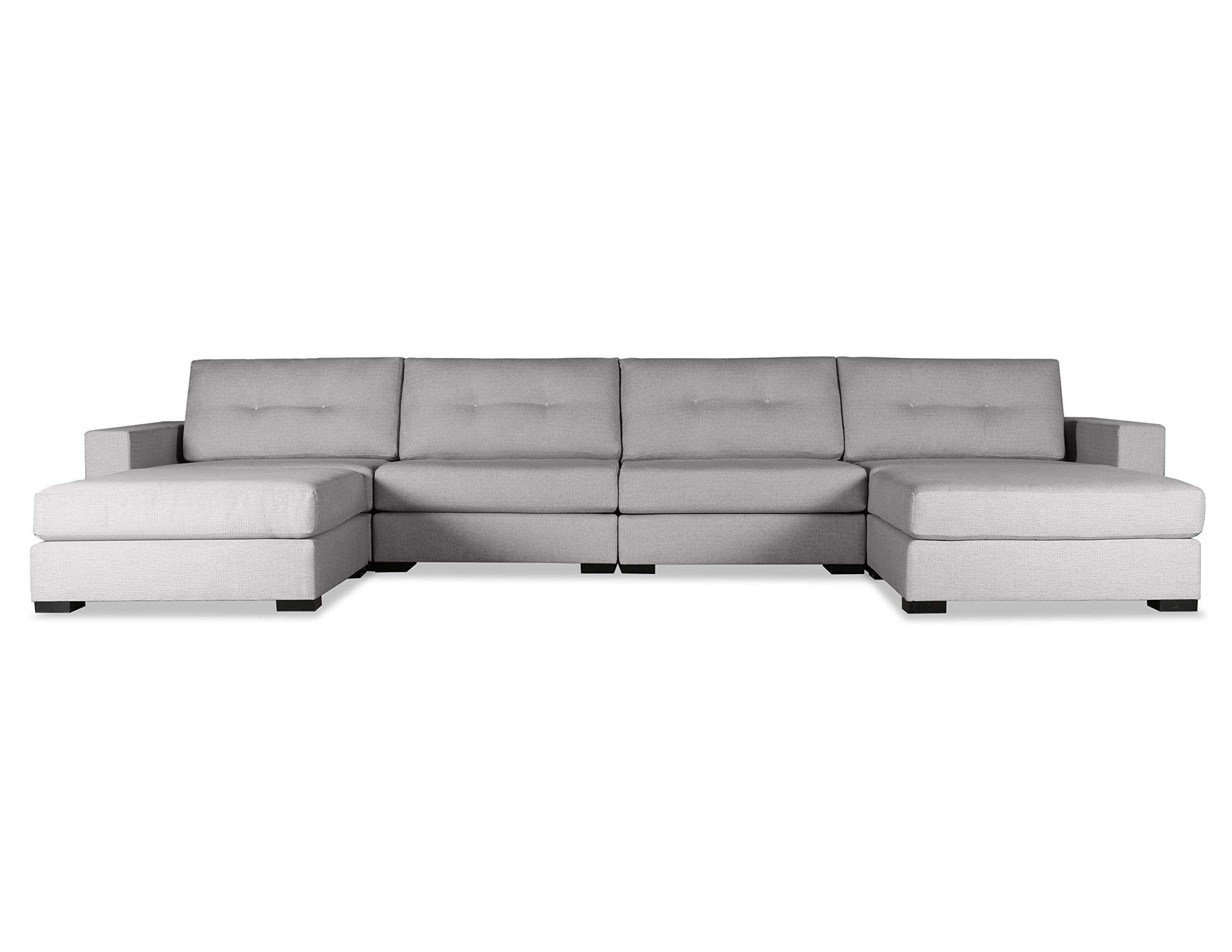 South Cone Home Tribeca Buttoned Modular U-Shape Double Chase Sectional, Grey