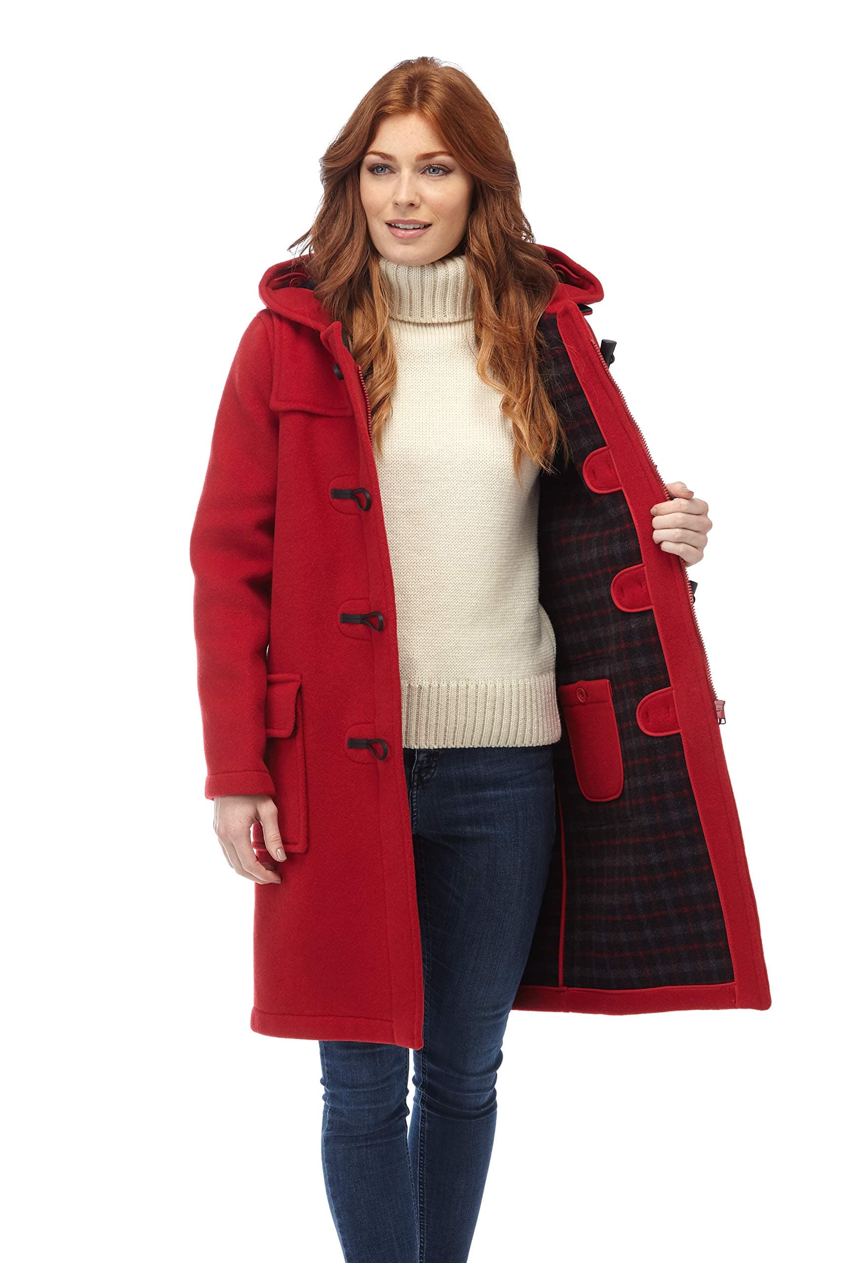 Original Montgomery Women's Classic Duffle Coat - Racing Red SS (UK 8)