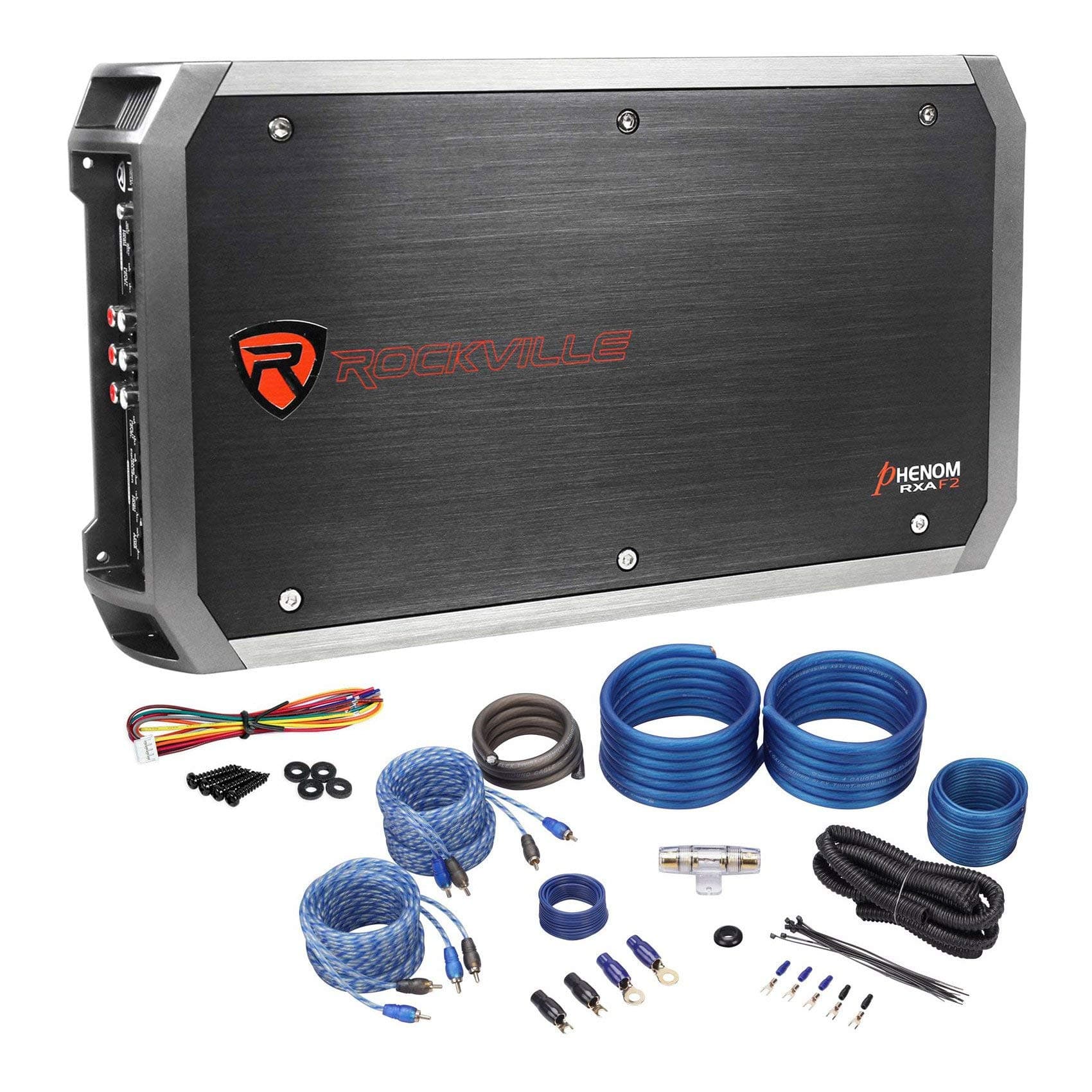Rockville RXA-F2 2400 Watt Peak/600w RMS 4 Channel Car Amplifier+Amp Kit