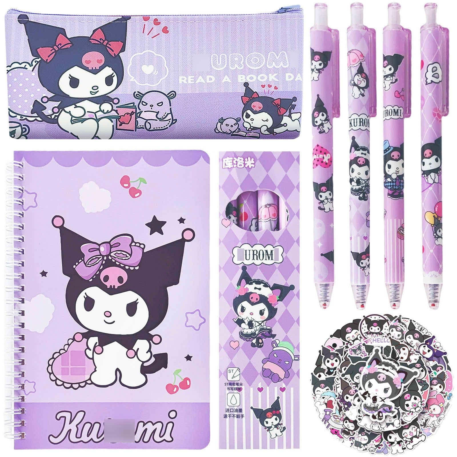 KoiswimKoiswim Cute School Supplies Set - Gel Pens, Journal Notebook, 50 Stickers, Pencil Cse, Kawaii Stationery Set, Back to School Gift, Purple