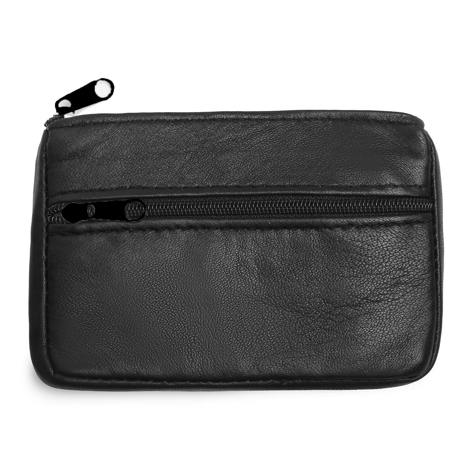 Coin Purse Pouch for Women, Genuine Leather Mini Cash Wallet with Keychain Ring Holder