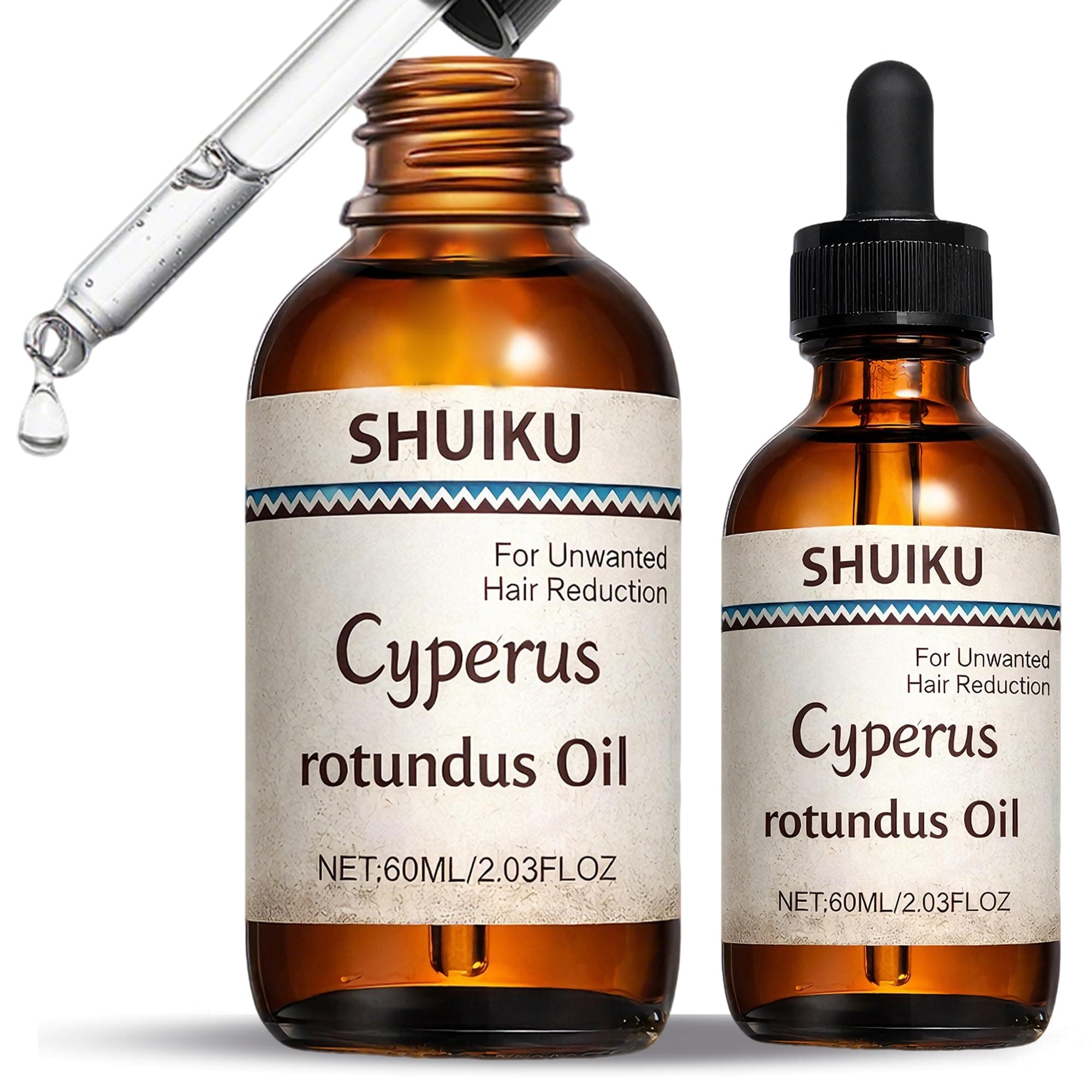 Cyperus Rotundus Oil for Hair Removal 2 PACKS – 100% Pure Natural Cyprus Oil – Organic Herbal Cypress Root Extract for Smooth Skin, Reducing Body Hair Growth, Ingrown Hair & Nourishment – 60ml