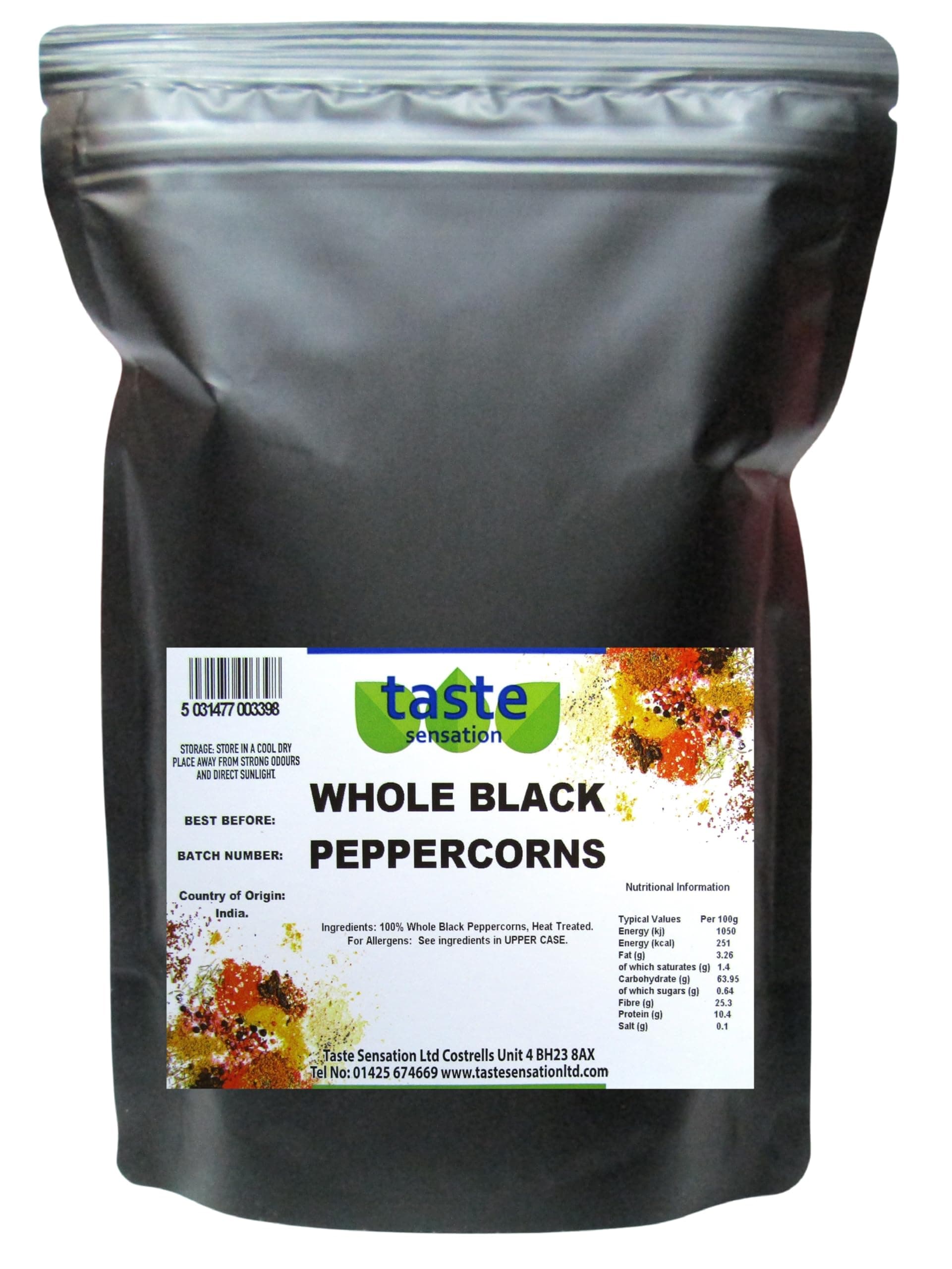 Black Peppercorns - 500g Resealable Pouch