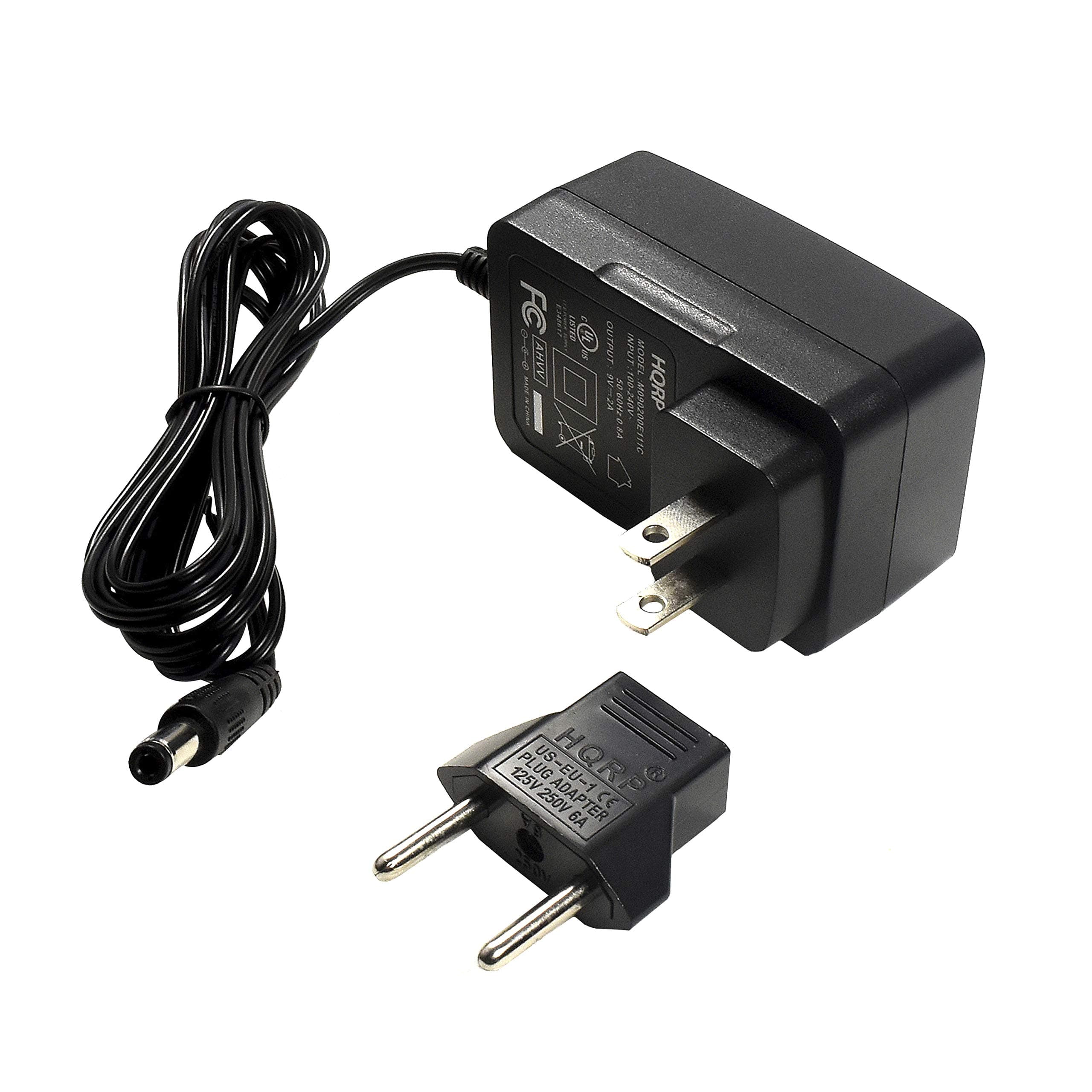 HQRP9V AC Adapter Compatible with Kettler Verso 307 Crosstrainer Adaptor Power Supply Cord [UL Listed] + Euro Plug Adapter