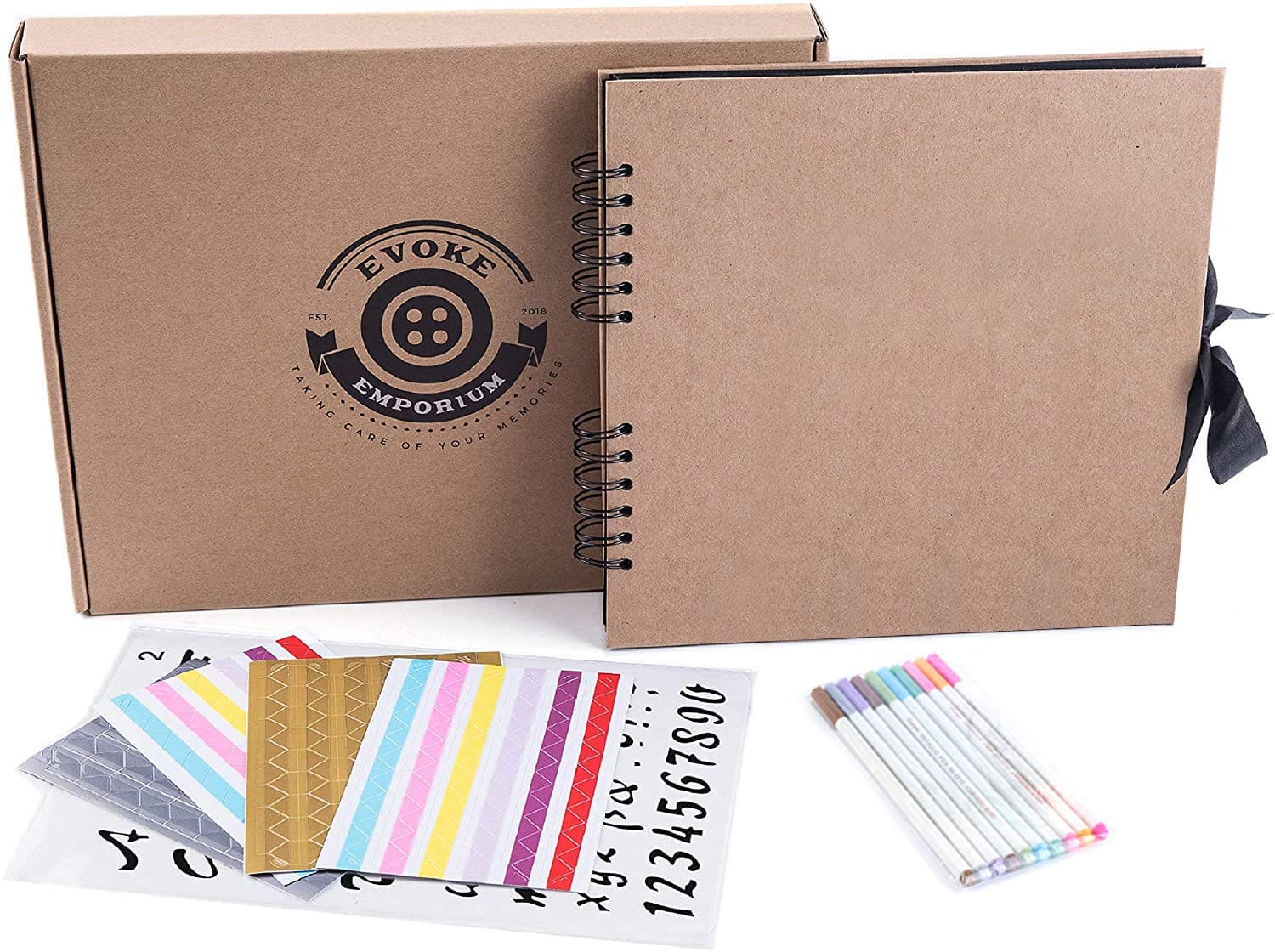 Evoke Emporium Scrapbook Photo Album | Anniversary | Wedding| Baby | Family | Travel Scrapbook | Scrapbooking Accessories | Storage Gift Box (UK Brand). (Natural)