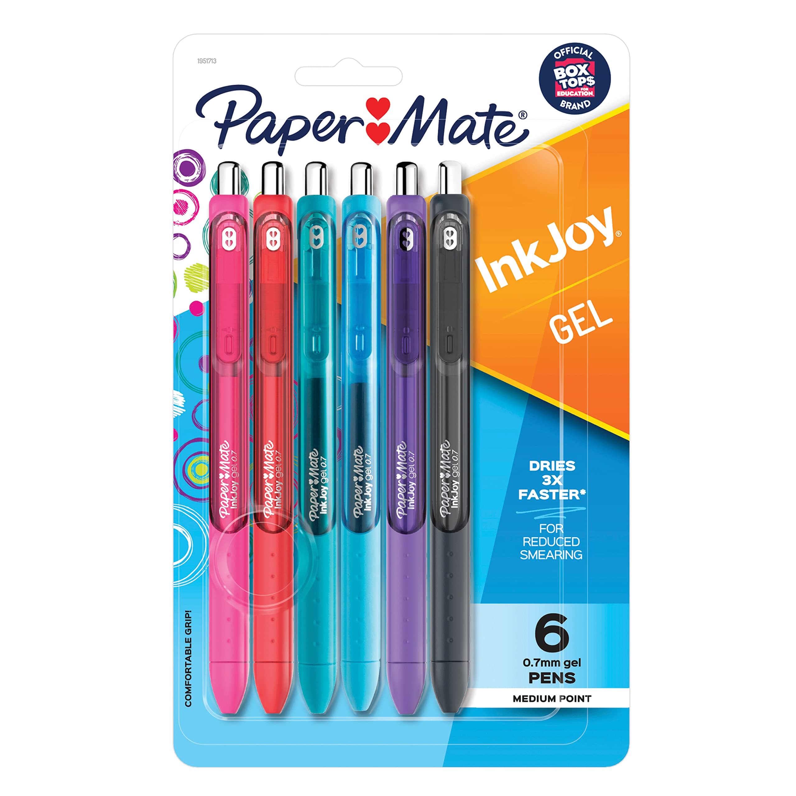 Paper Mate InkJoy Gel Pens, Medium Point, Assorted Colors, 6 Count