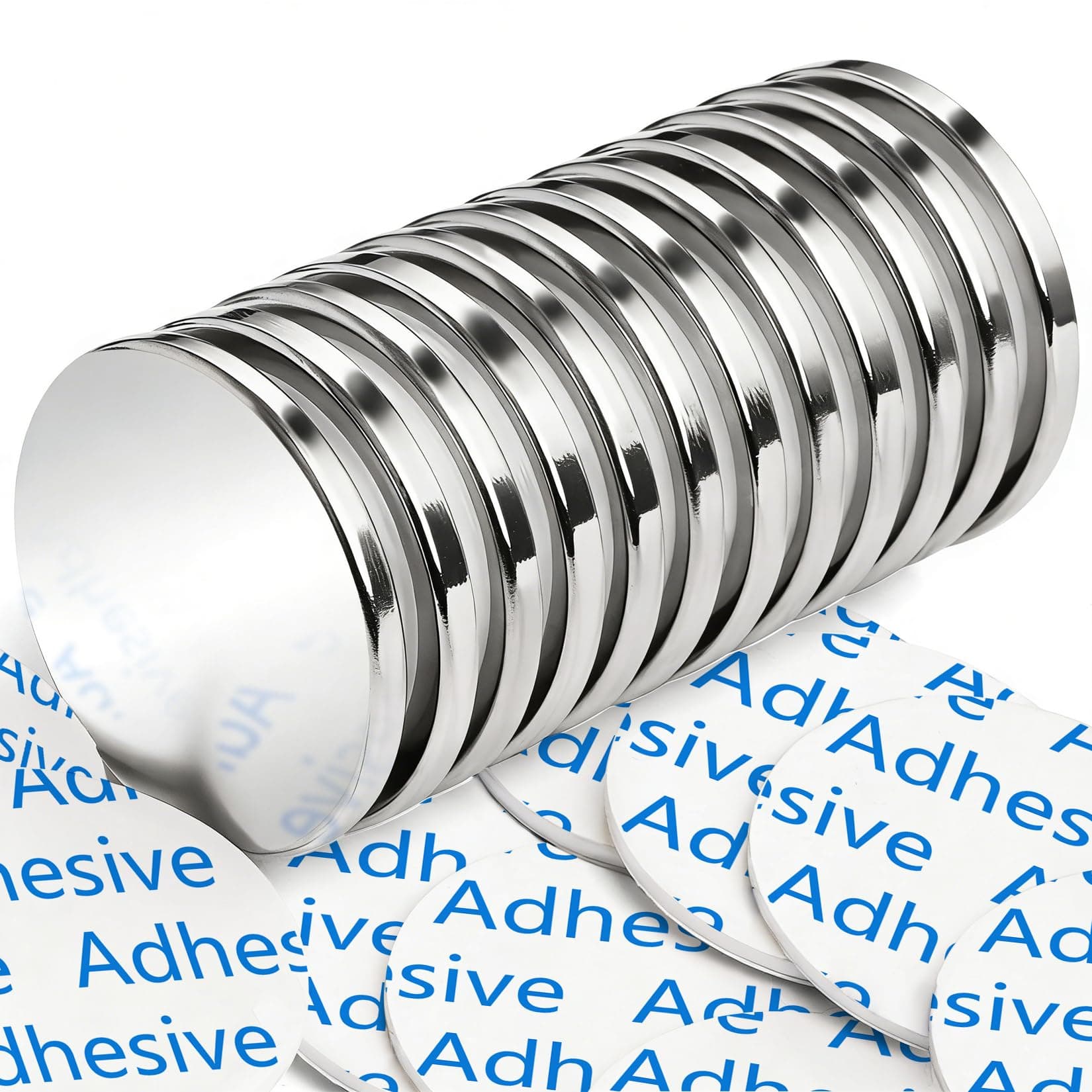 FINDMAG 12 Pack Strong Magnet, 30 x 3 mm 8 KG Pull Neodymium Magnets, Corrosion & Oxidation Resistant Disc Fridge Magnets with Double-Sided Adhesive, Permanent Magnet for Crafts, DIY