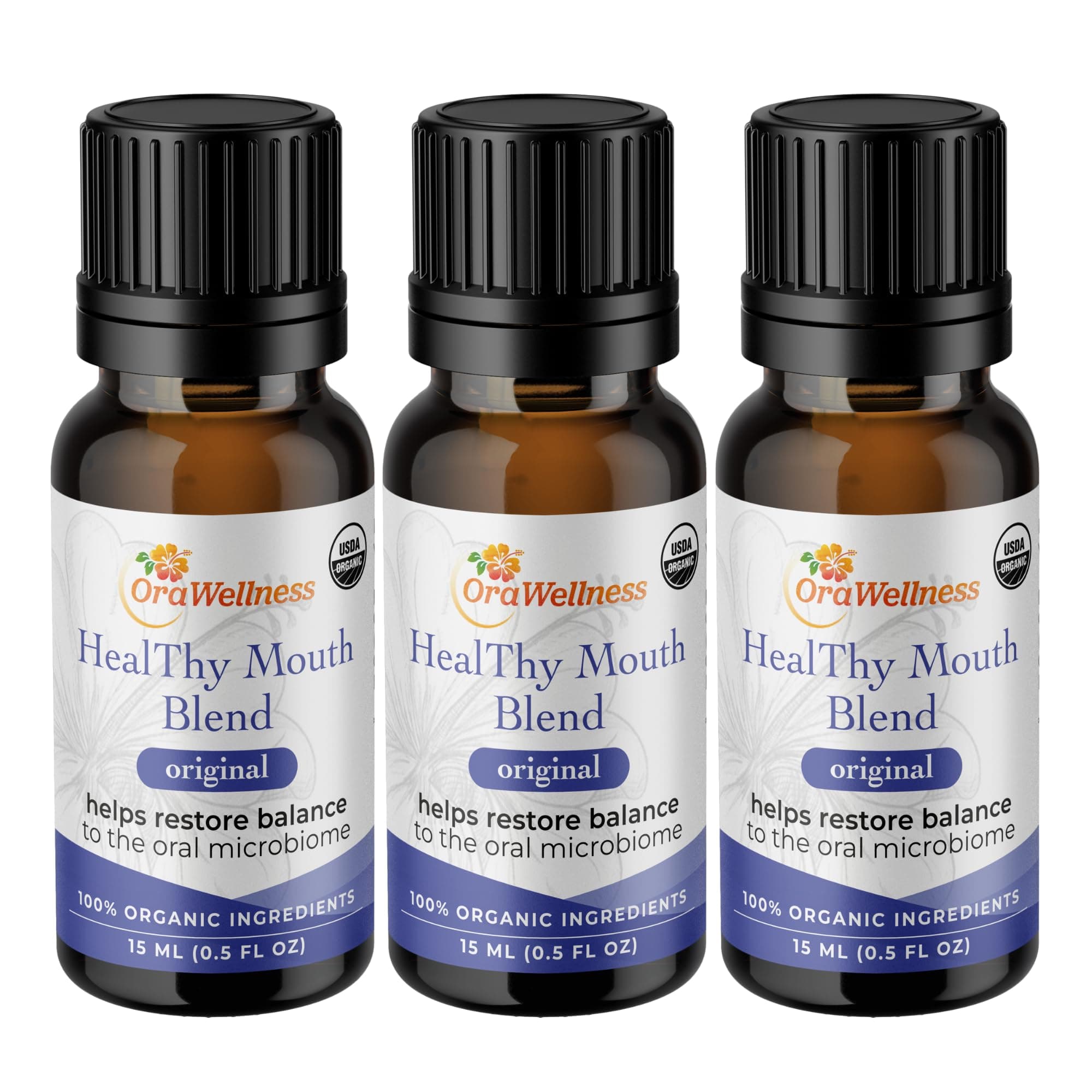 OraWellness Healthy Mouth Blend Tooth Oil, Organic Toothpaste & Mouthwash Alternative with Clove Oil Promotes Healthy Teeth & Gums, 3 Pack