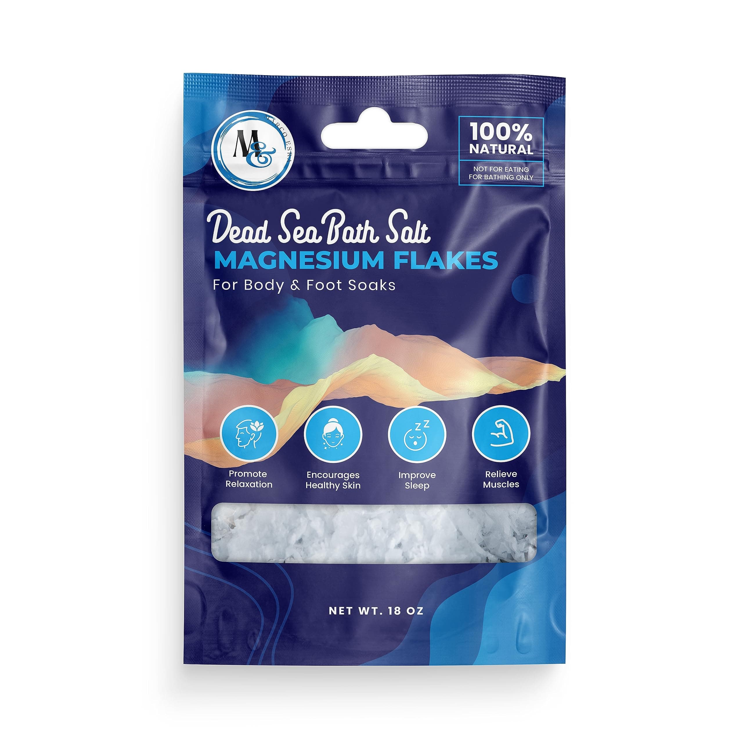 Magnesium Flakes Bath Salts –18 oz Travel Bag Bath Salts for Women Relaxing – Mineral Supplements for Muscle Relief, Aches –Better Then Epsom Soothing Flake Salt for Men and Women