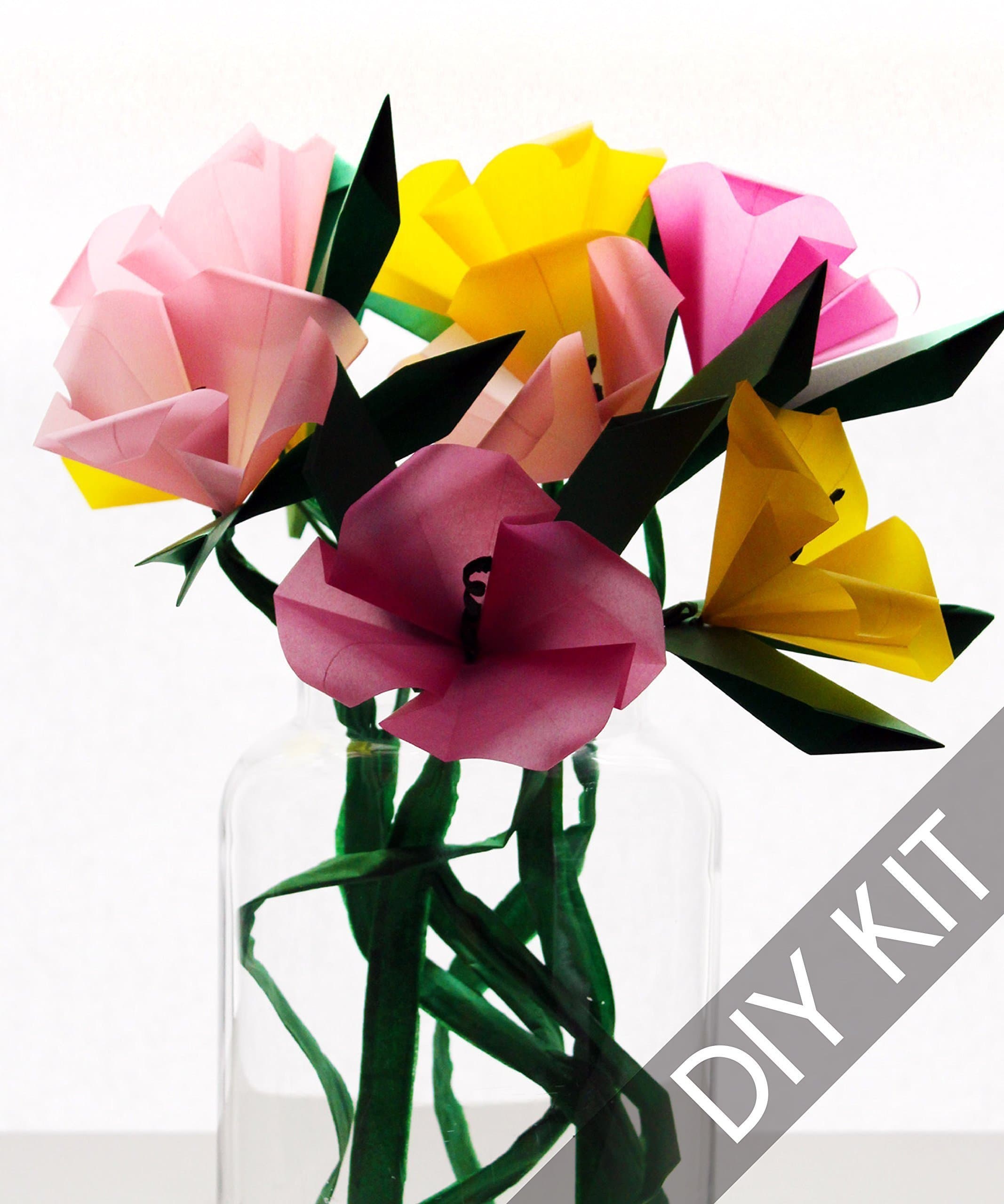 Origami DIY Kit - Make your own Wildflowers Origami Flower Bouquet - Origami Paper Supplies - Paper Flower Kits - Craft Art Project