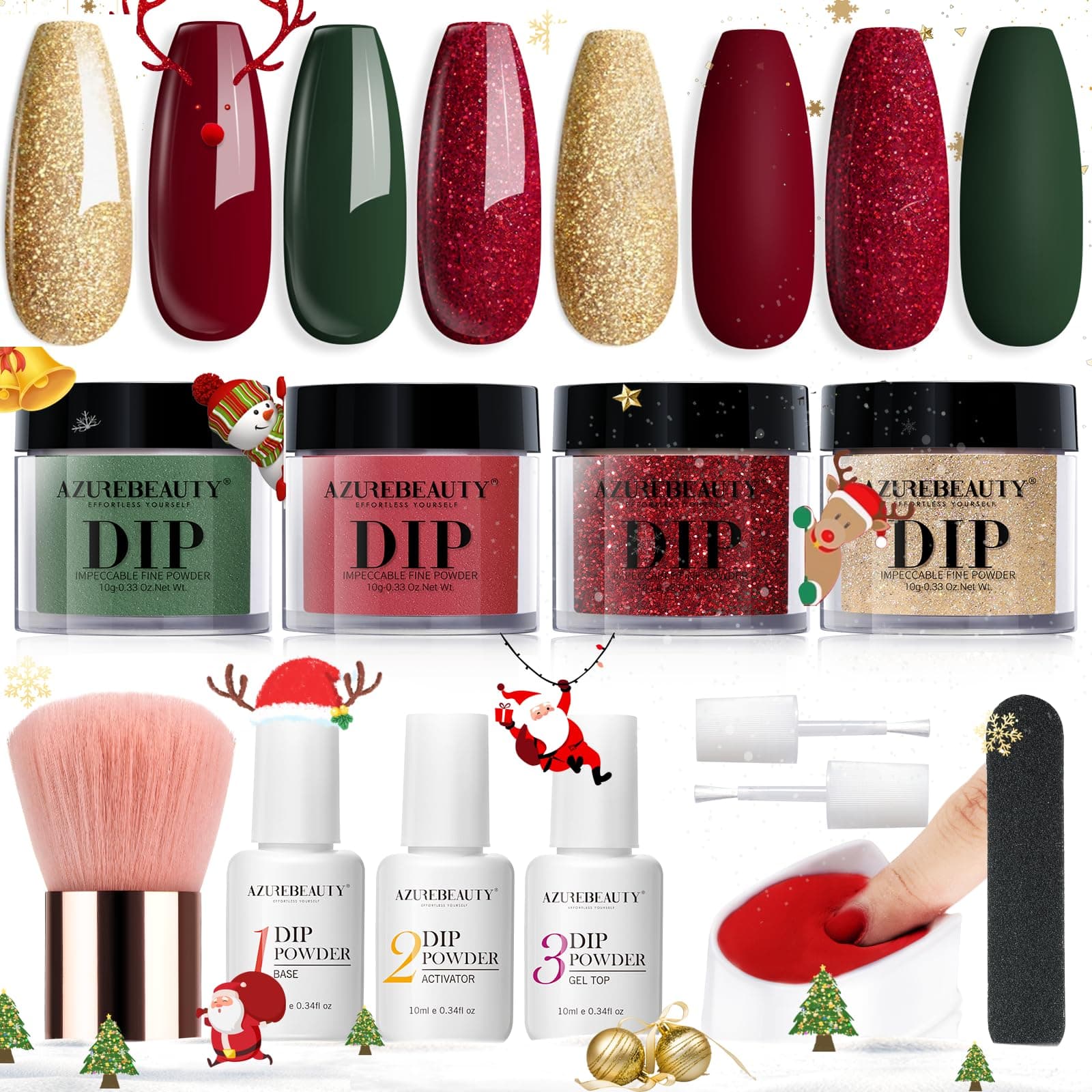 AZUREBEAUTY Christmas Dip Powder Nail Kit