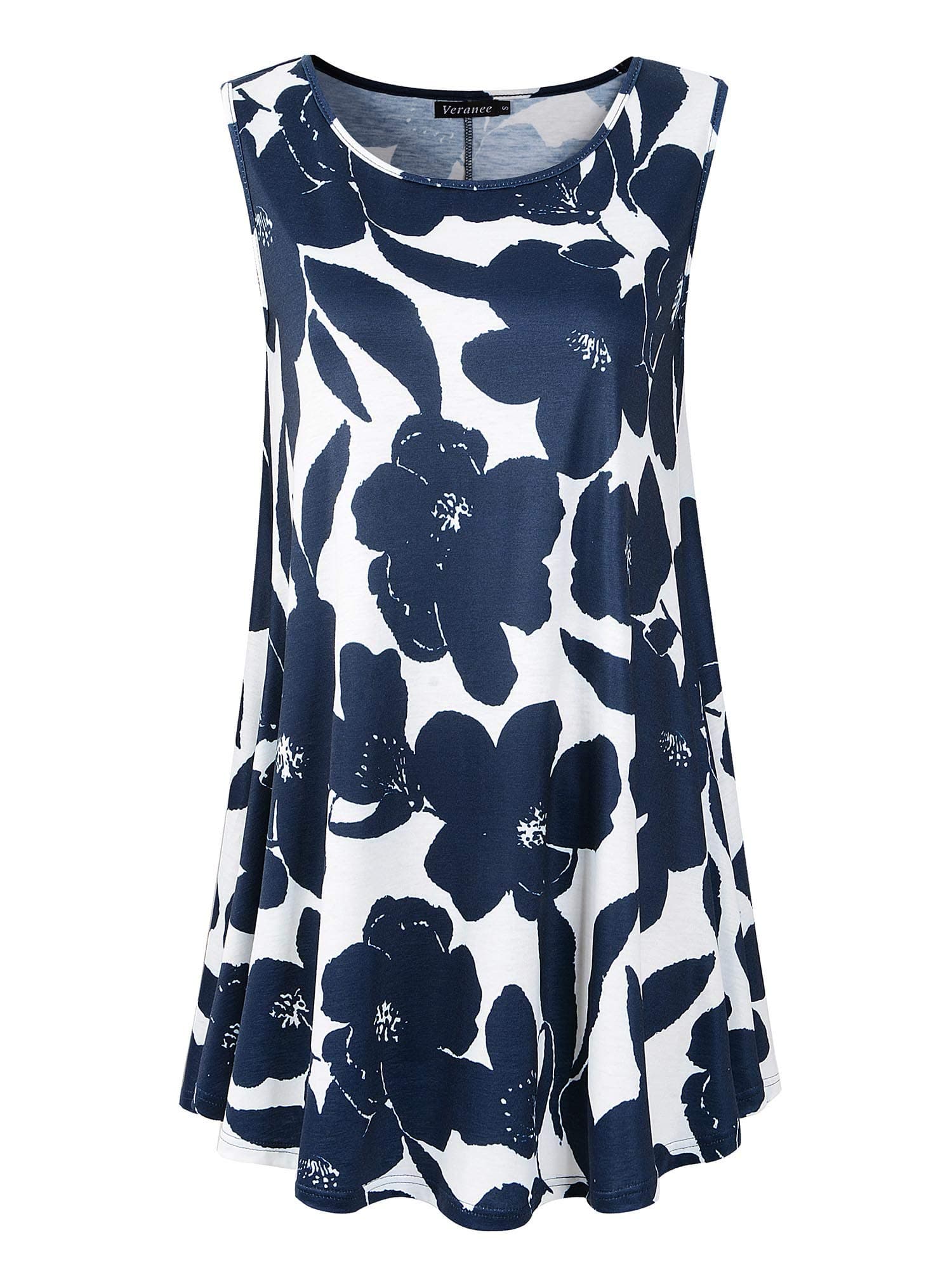 Women's Sleeveless Swing Tunic Summer Floral Flare Tank Top