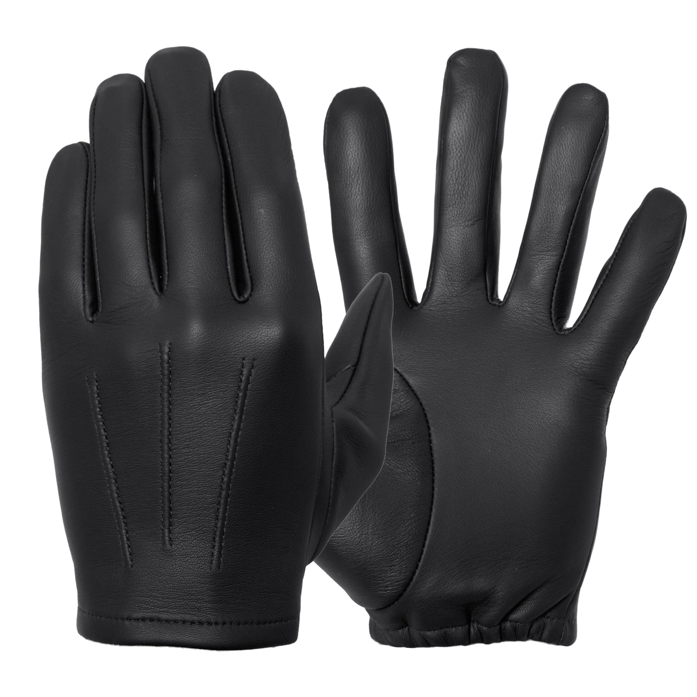 Men's Patrol Gloves (100% Cabretta Leather) For Tactical Police Driving, Shooting, and Motorcycle Riding (Thin and Unlined)
