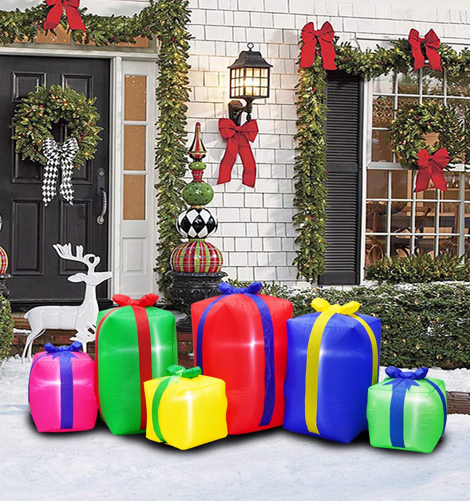 inslife 8 Ft Christmas Inflatable Gift Box Decoration for Home Yard Lawn Outdoor Indoor Night
