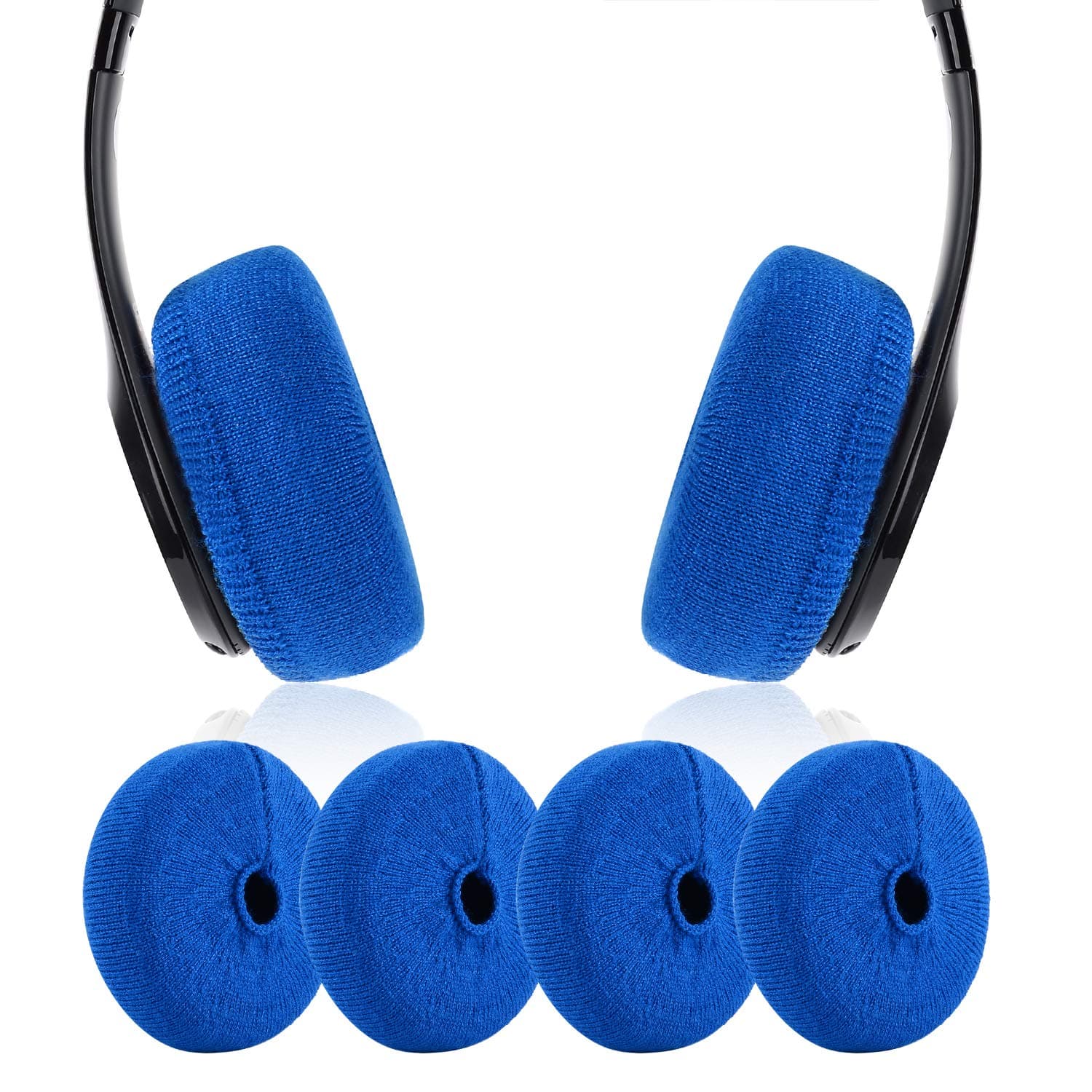 JarmorEarpads Sweater Cover Protectors with Knit Fabric for Beats Solo 3/2, Solo HD/Mixr/EP Headphones and Other Headsets with 1.57-3.14 Inches Ear Cushions [ 2 Pairs ](Blue)