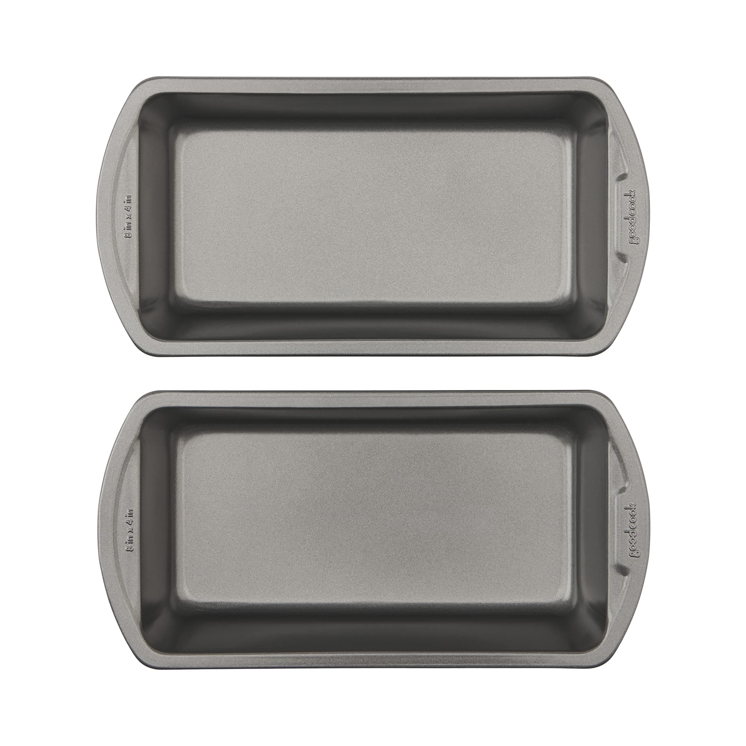 GoodCook Nonstick Loaf Pan 8 x 4-Inch Heavy-Duty Steel Bakeware with Easy-Clean Non-Stick Coating, Oven & Dishwasher Safe Pan for Meatloaf Breads Lasagnas Casseroles & More, Set of 2, Gray