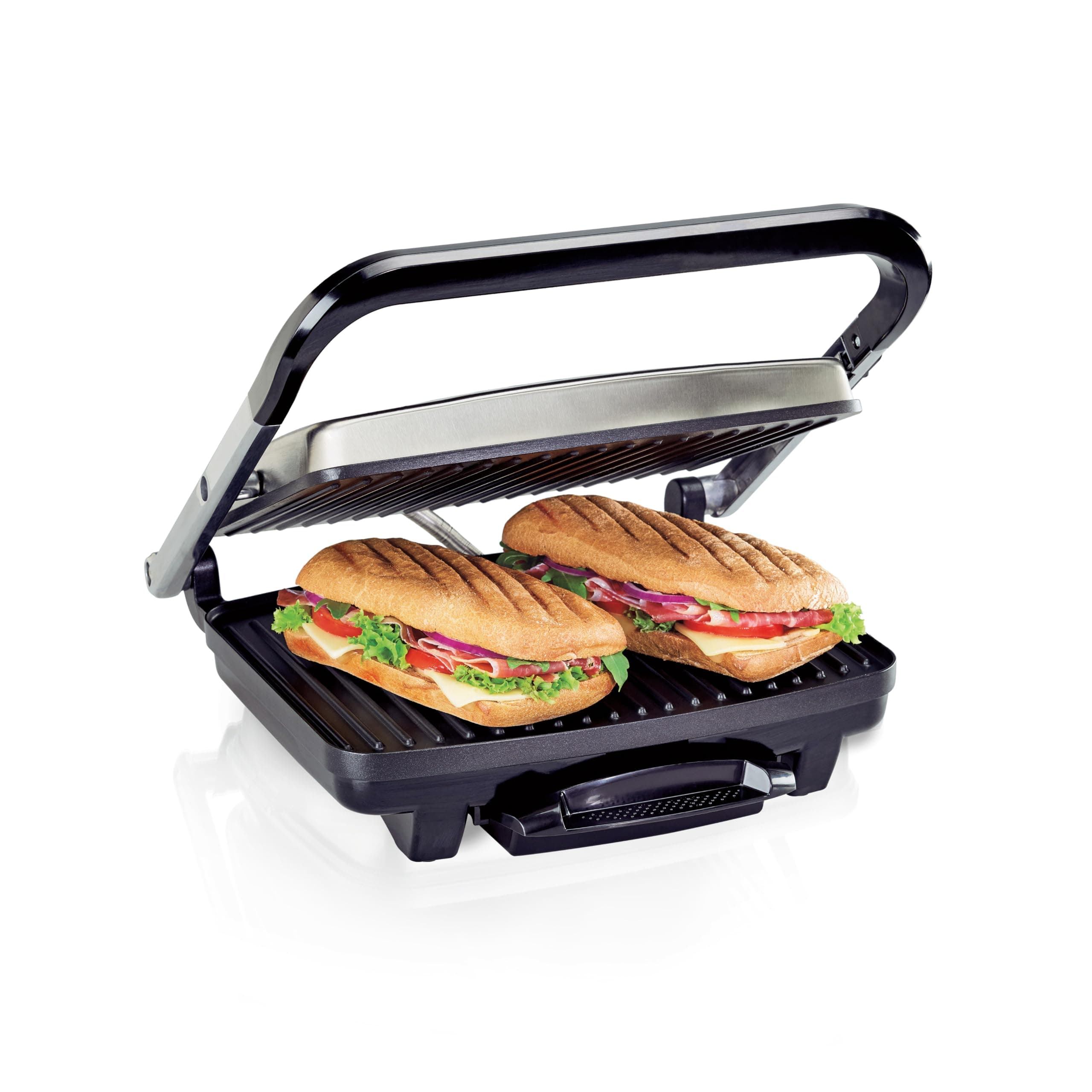 Panini Press, Sandwich Maker & Electric Indoor Grill, Upright Storage, PFAS-Free Nonstick Easy Clean Grids, Stainless Steel (25410)