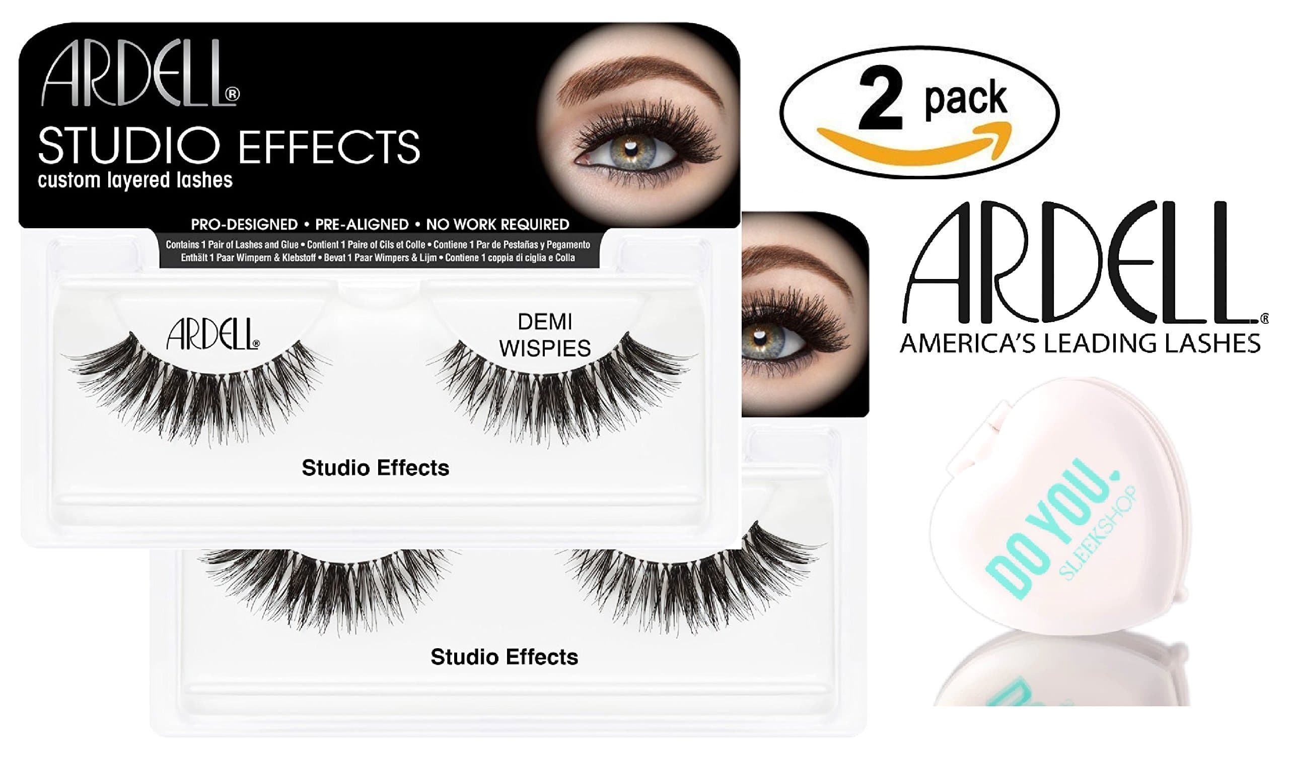 Ardell Professional STUDIO EFFECTS Custom Layered Lashes, 2-pack (with Sleek Compact Mirror) (Demi Wispies (2-pack))
