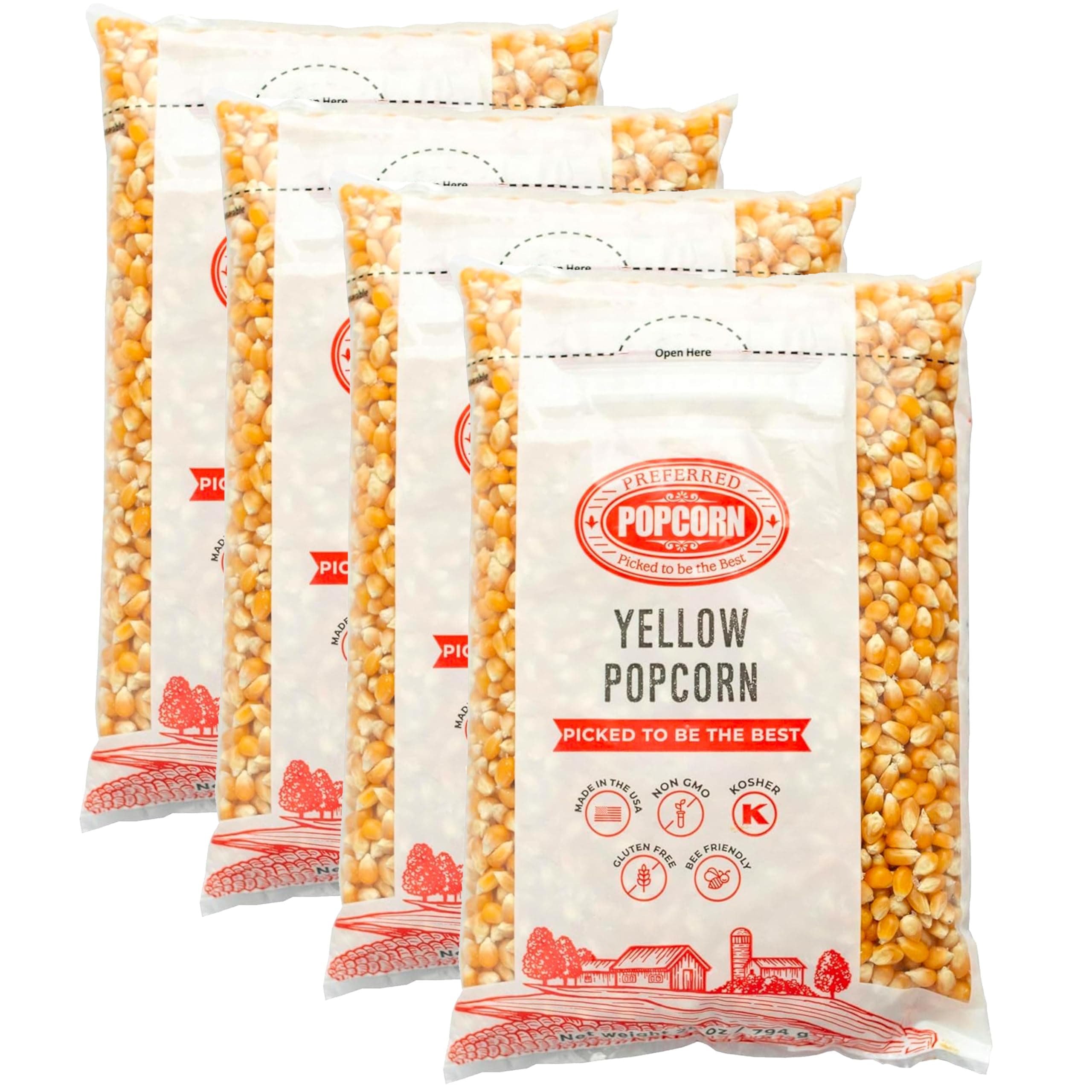 Non-GMO Popcorn, 28 Ounce bag, Pack of 4, 30 Servings Per Bag