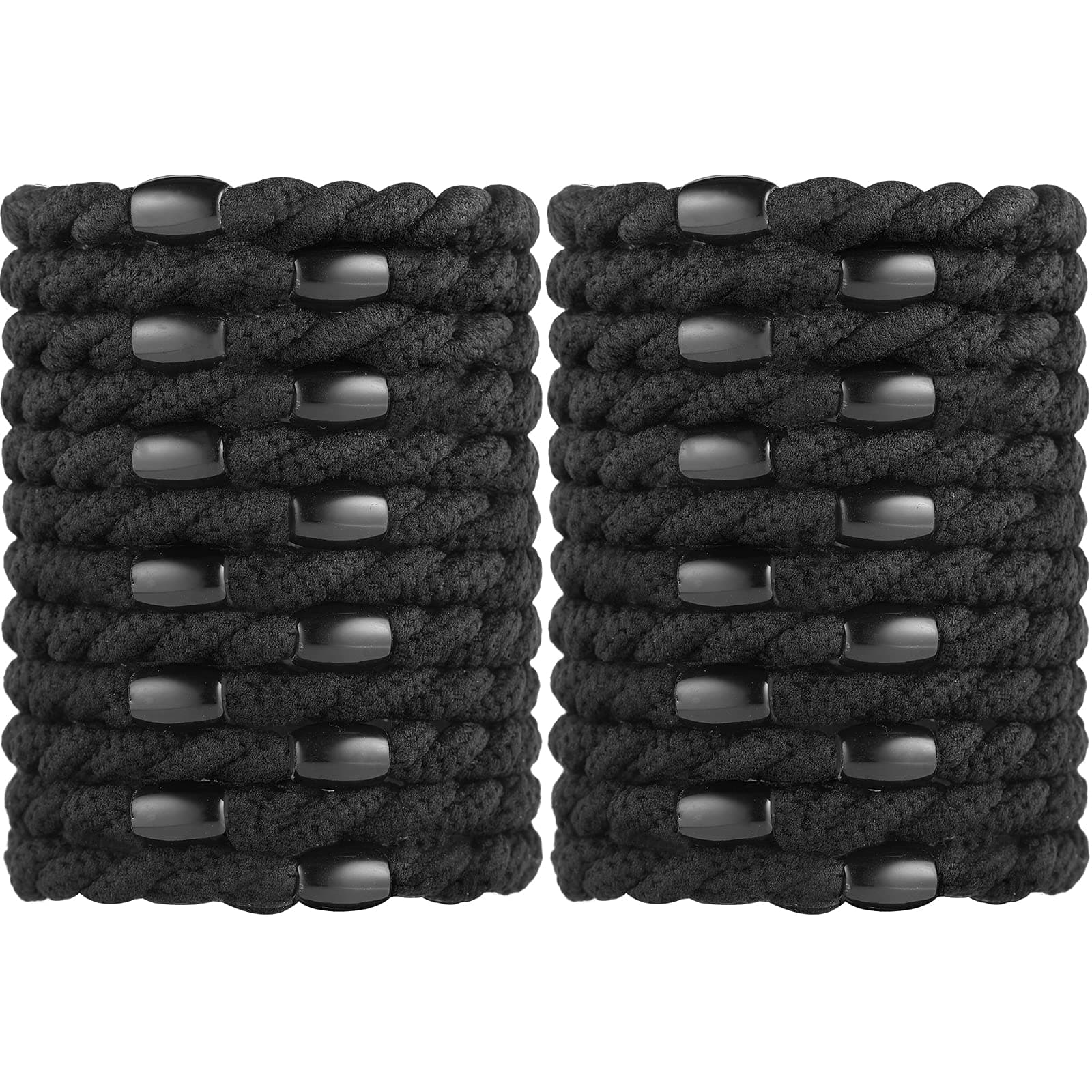 Black Hair Ties, Funtopia 24 Pcs Bracelet Hair Ties for Women Girls, No Metal No Slip Braided Hair Bands Hair Elastics Ponytail Holders for Thick Hair Medium Hair