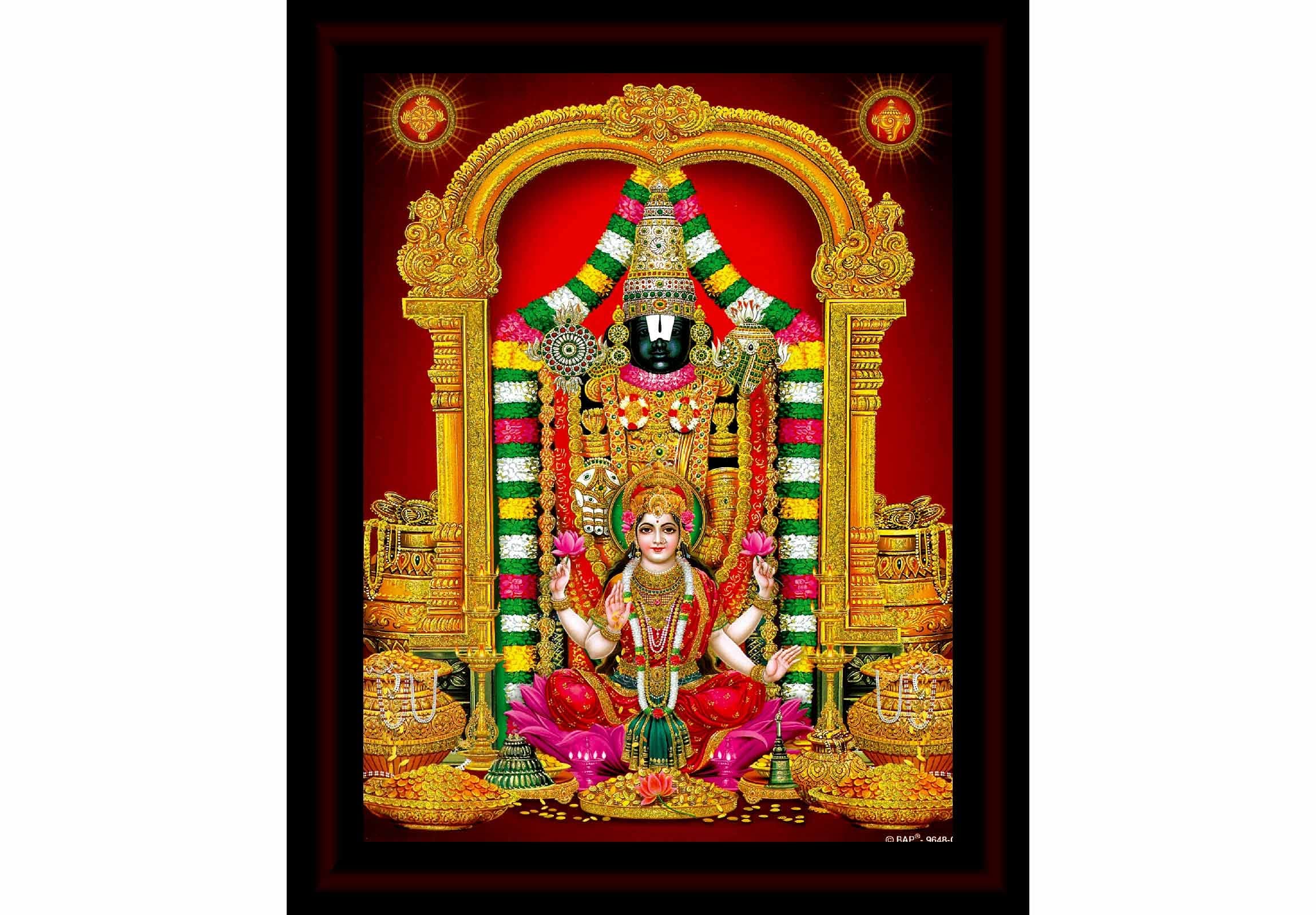 SAF Tirupati Balaji Framed Acrylic Glass Painting 14 inch x 11 inch SANFR21