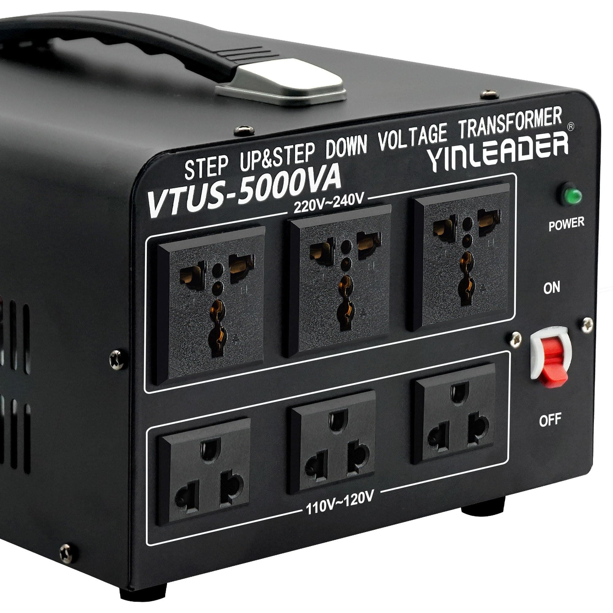 Yinleader 5000W Voltage Converter Transformer Step Up 110V-120V to220V-240V or Step Down 220V to 110V AC Power Converter w/US Standard Power Cord,Circuit Breaker Protection