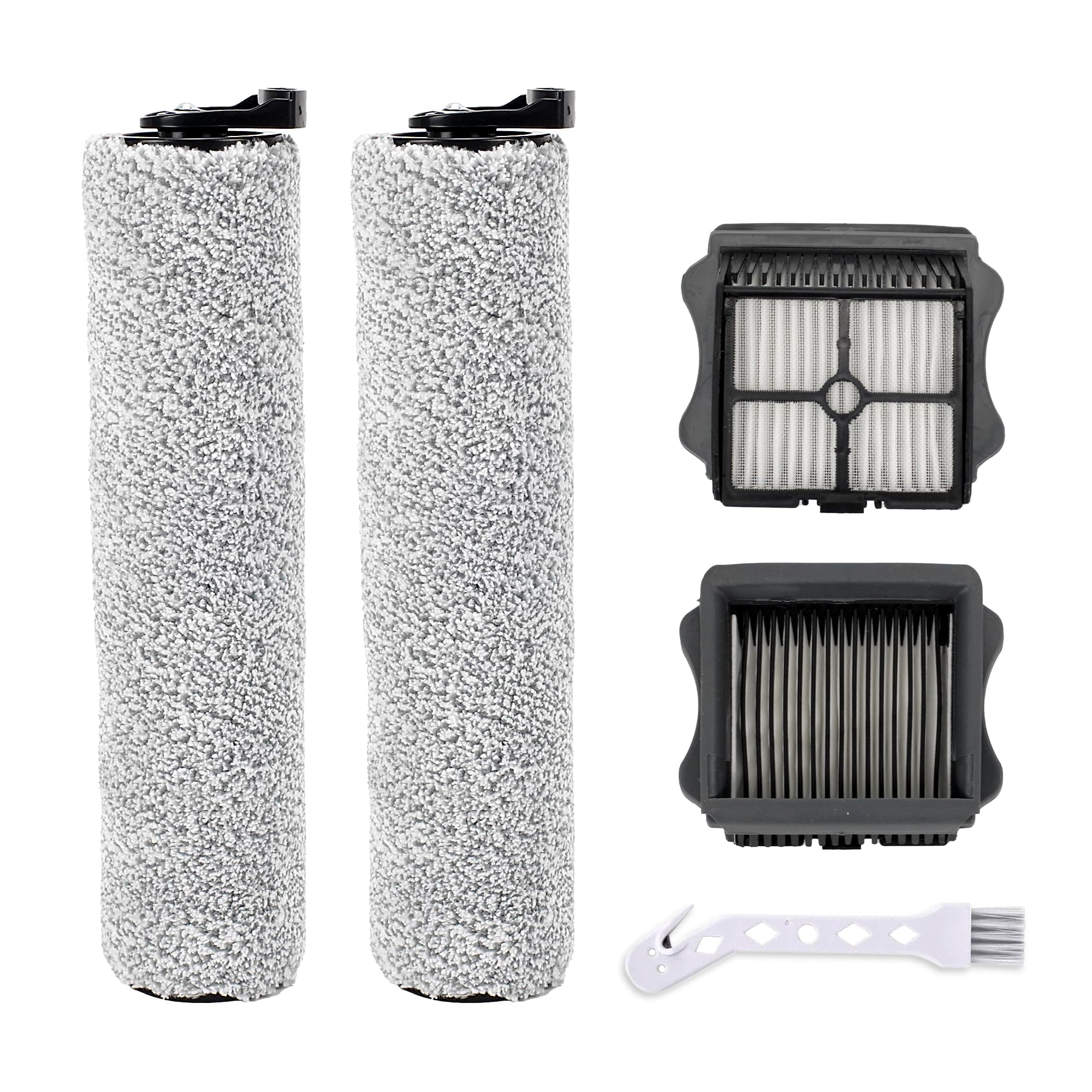 AliddleiFloor 3 HEPA Filter and Roller Brush Replacement for Tineco iFloor 3 and Floor One S3 Cordless Wet Dry Vacuum Cleaner, 2 Brush Rollers & 2 HEPA Filters
