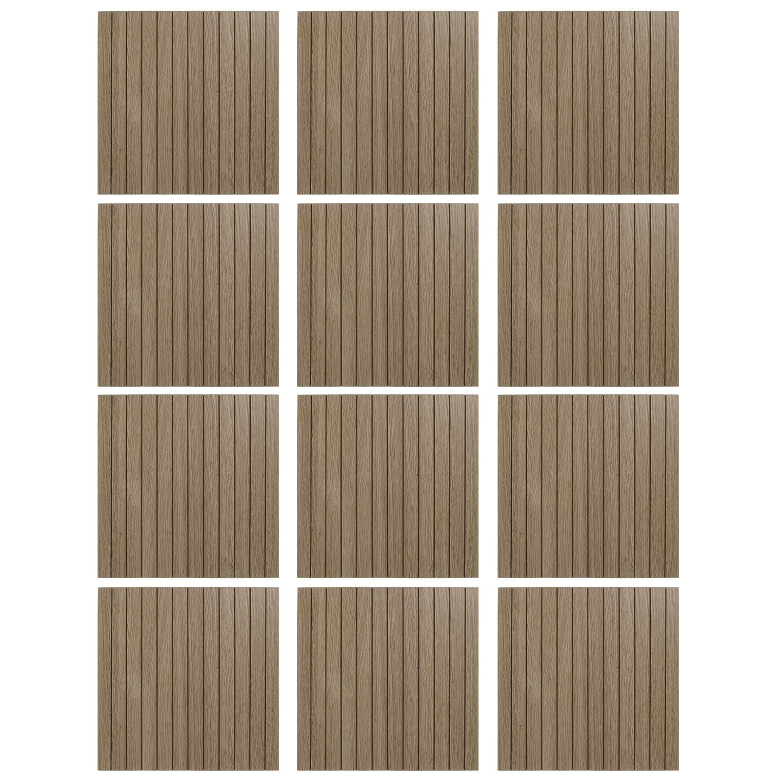 Aboofx Wood Panels for Wall 3D Wall Panels, 12PCS Cuttable Panels Water-resistance Wood Slat Wall Panel 11.8" x 11.8", Bendable Wall Panels for Interior Wall Decor Peel and Stick Wallpaper (Taupe)