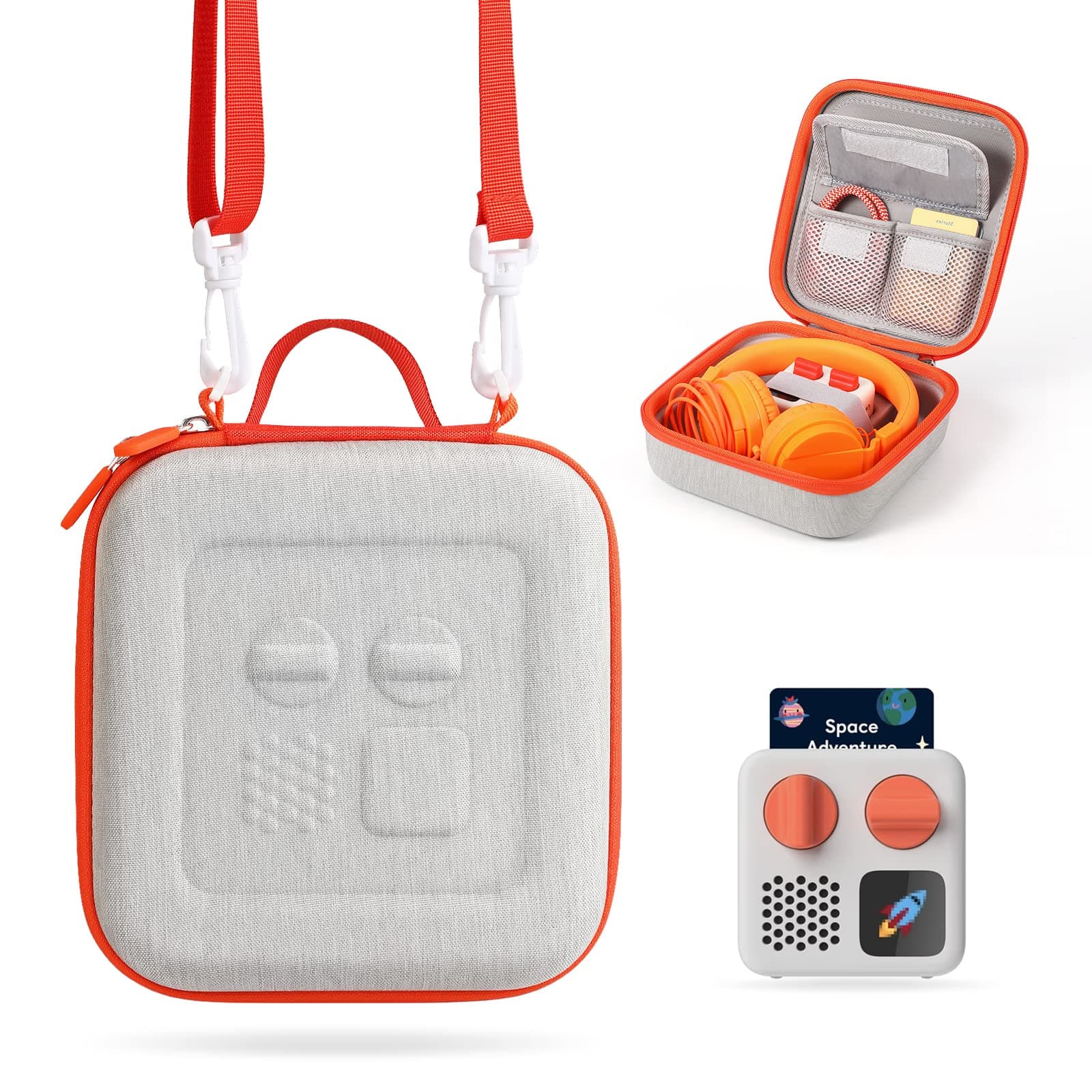 Travel Case Hard Case Replacement for Yoto Mini, Kids Audio Card Portfolio Case Designed to Hold Player, Audio Cards, and Accessories for Boys and Girls (Gray-L)