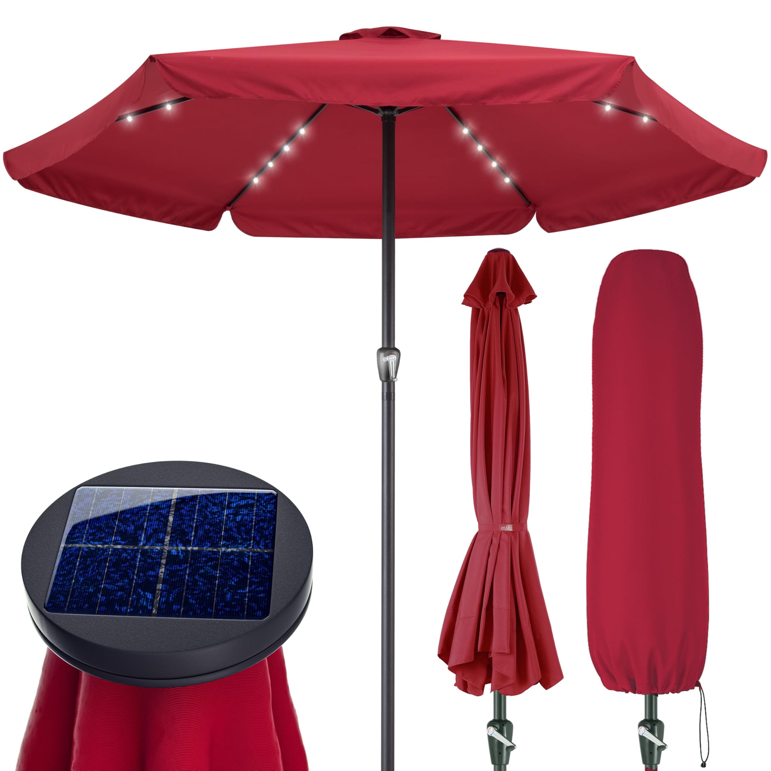 Kingsleeve® Maui 3.3m Aluminium Garden Parasol with Cover | UV 80+ Protection | 330cm Patio Umbrella with Crank Handle And Tilt | Large Sun Shade Canopy | Deck Lawn Outdoor