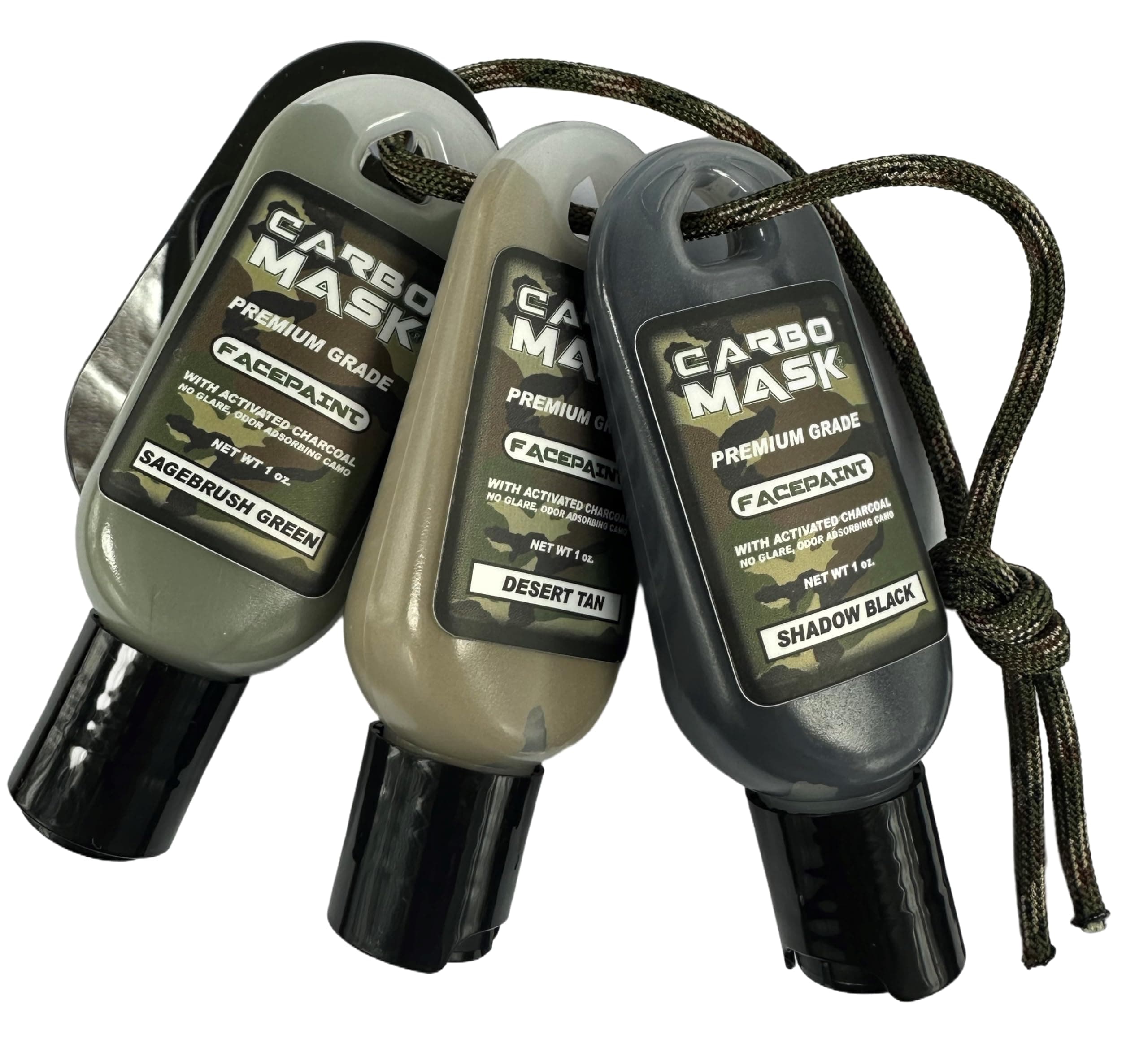 1 oz. Three-Pack Camo Facepaint. No grease. No glare. Easy to remove.