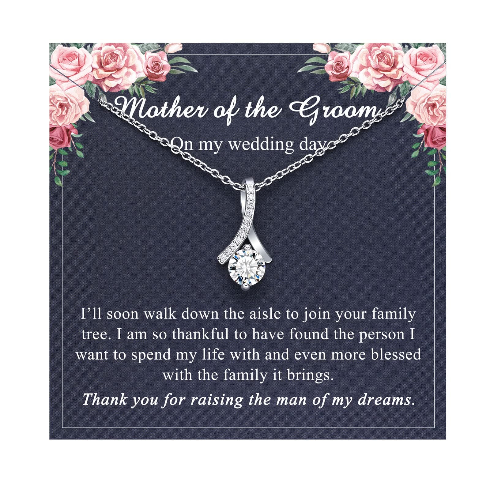 UPROMIDainty Necklace for Bonus Mom/Boyfriend's Mom/Mother of the Bride/Mother of the Groom/Daughter, Wedding Gifts
