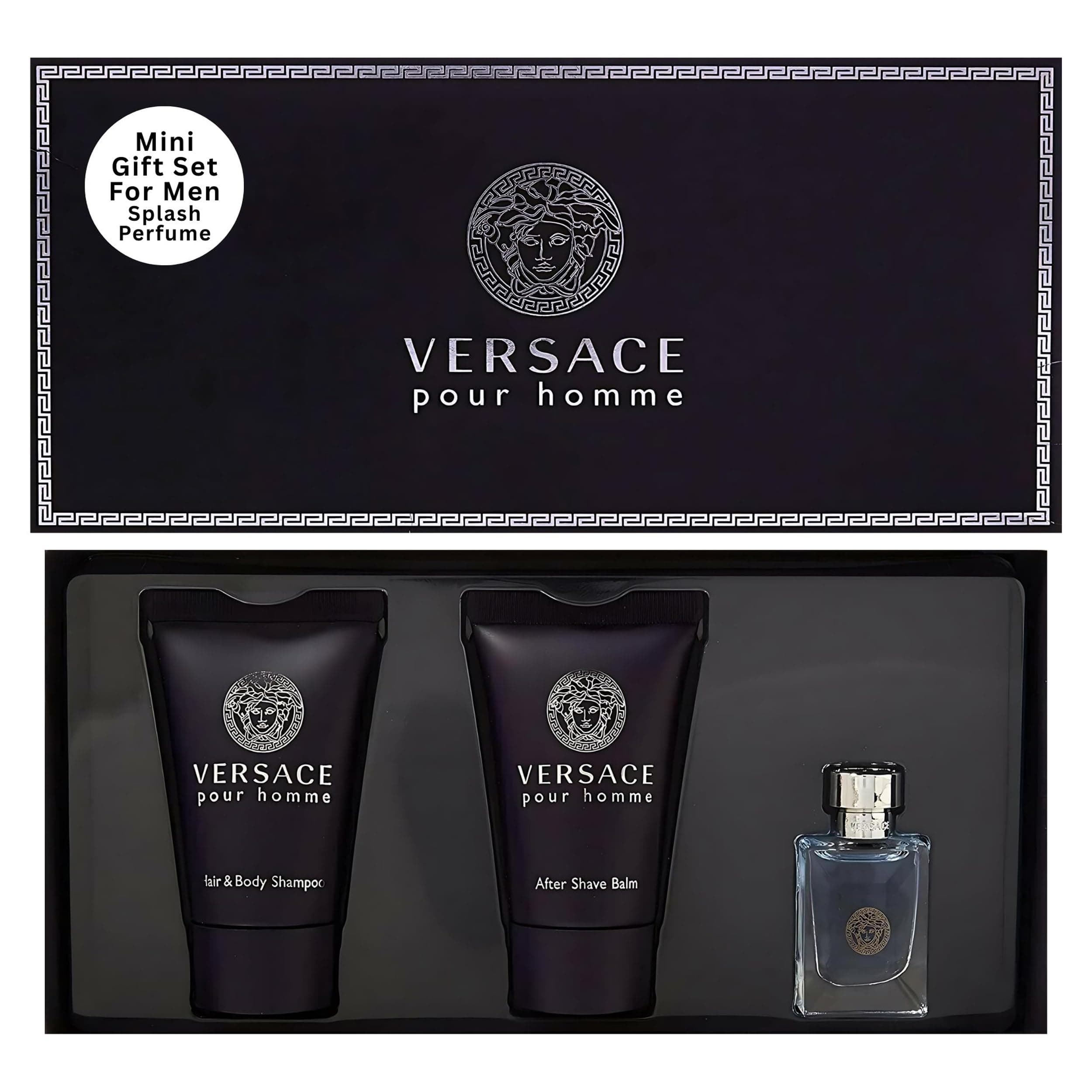 Versace Pour Homme 3 Piece Mini Gift Set For Men - 1 EDT 5 ml +25 ml Shower Gel +25 ml ASB